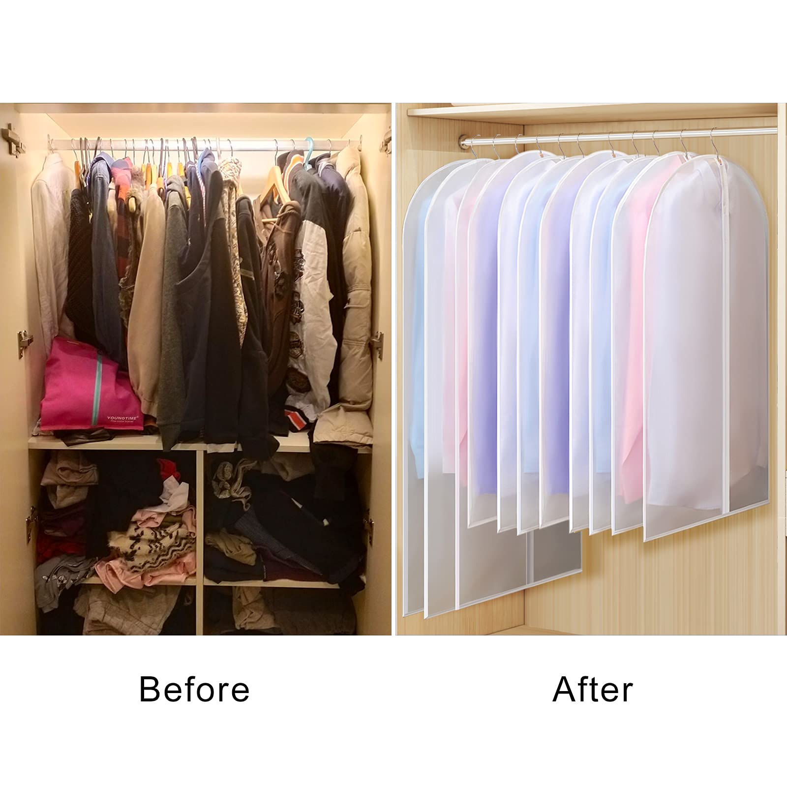 Univivi 16-Pack Clear Garment Bags for Dresses & Suits, 24