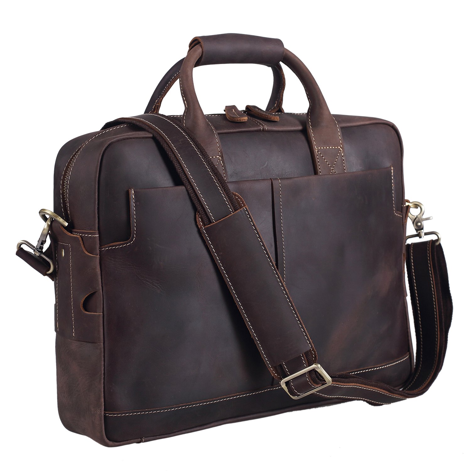 Premium Polare Leather Briefcase for Men - 15.6 Inch Business Laptop Bag with YKK Metal Zipper - Durable Messenger Bag for Office, Travel & Work Commute