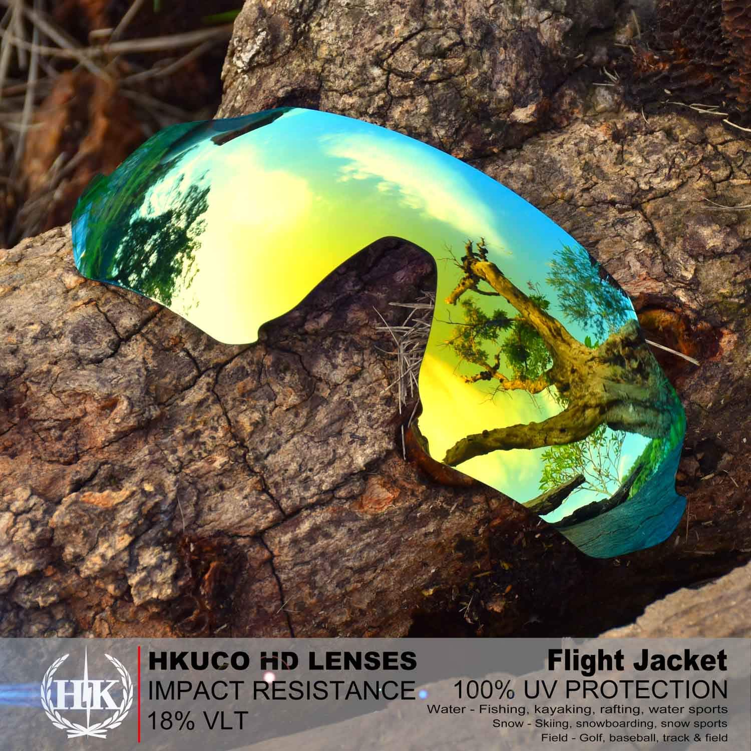 HKUCO Replacement Lenses for Oakley Flight Jacket Sunglasses - UV Protection, Polarized, Anti-Scratch - Perfect for Cycling, Running, Outdoor Sports