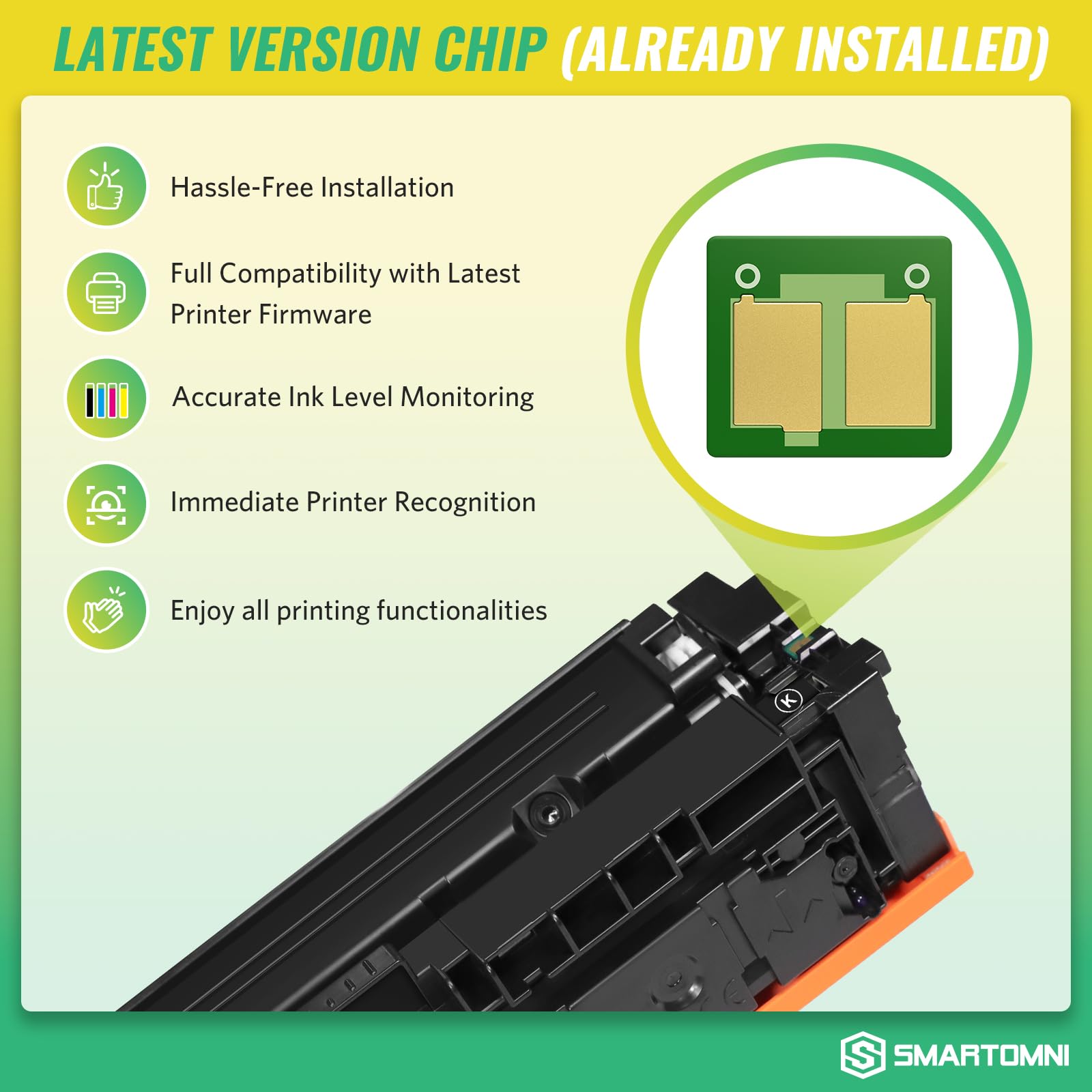 206A Toner Cartridges 4-Pack (with Chip) - Compatible with HP Color Pro MFP M283fdw/M283cdw, Pro M255dw/M255nw, MFP M282nw/M283/M282/M255 Printers | Replacement for W2110A/W2111A/W2112A/W2113A/206X/W2110X - High-Yield Printing for Office & Home Use