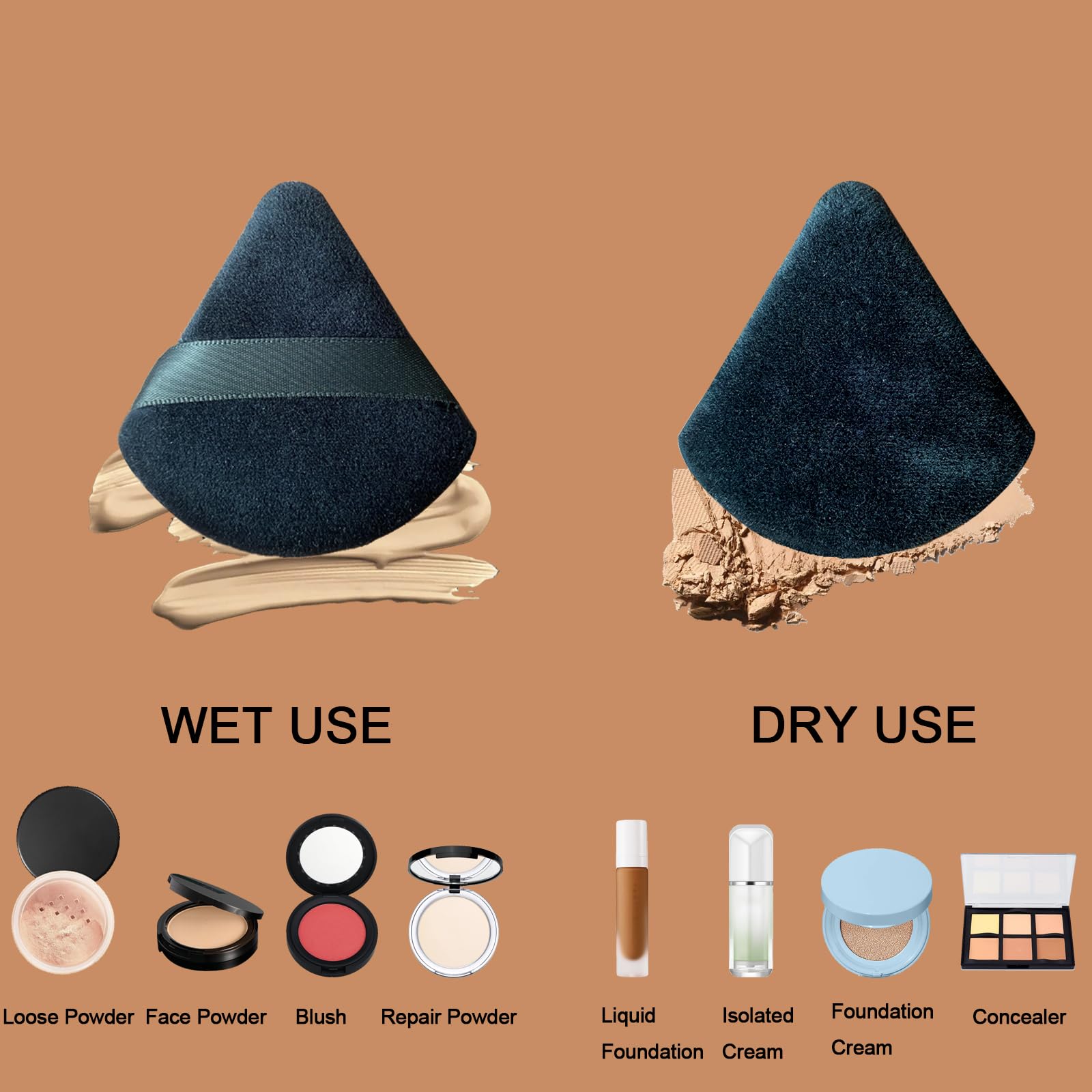 9-Piece Powder Puff Set - Triangle Makeup Sponges for Loose Powder & Foundation - Soft Beauty Blender for Flawless Face Makeup - Perfect for Daily Use, Travel & Professional Makeup Artists