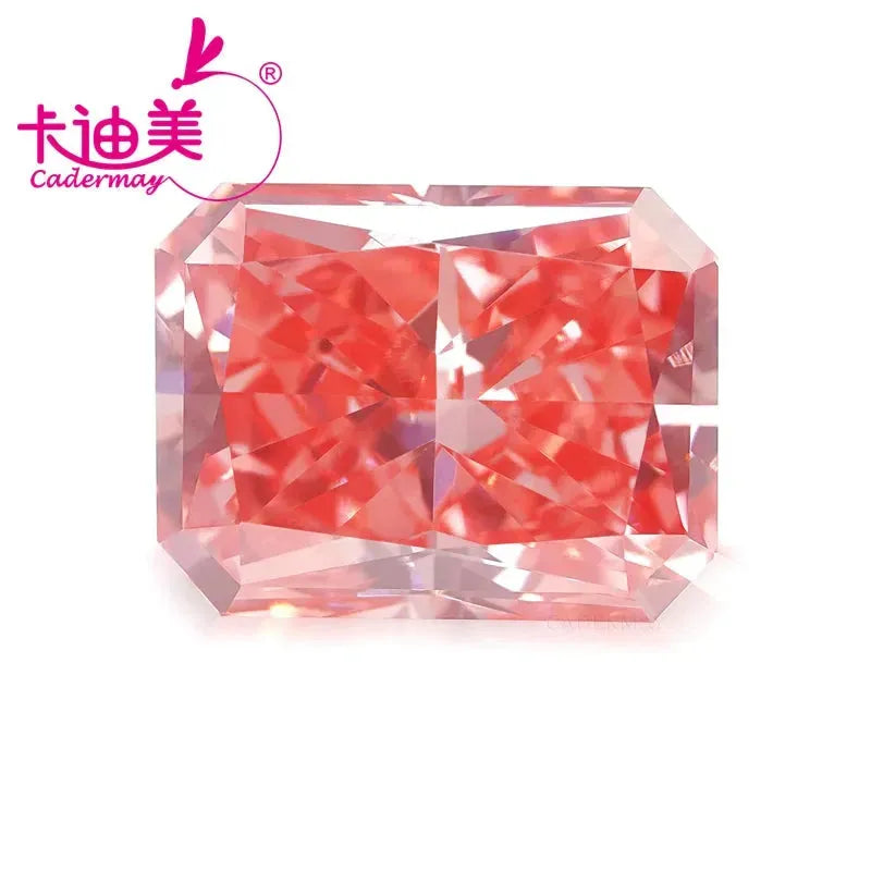CADERMAY Radiant Shape Fancy Vivid Pink VVS1 Clarity CVD Lab-Grown Diamond - Certified Loose Gemstone for Jewelry Making | Engagement Rings, Necklaces & Custom Jewelry Designs