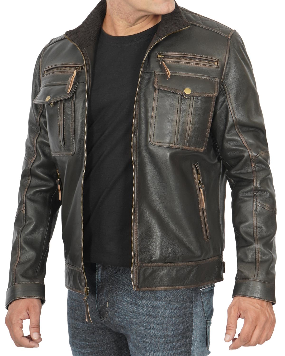 Genuine Lambskin Leather Jacket for Men - Stylish & Durable Fashion Outerwear - Perfect for Casual Wear, Motorcycle Riding & Night Out