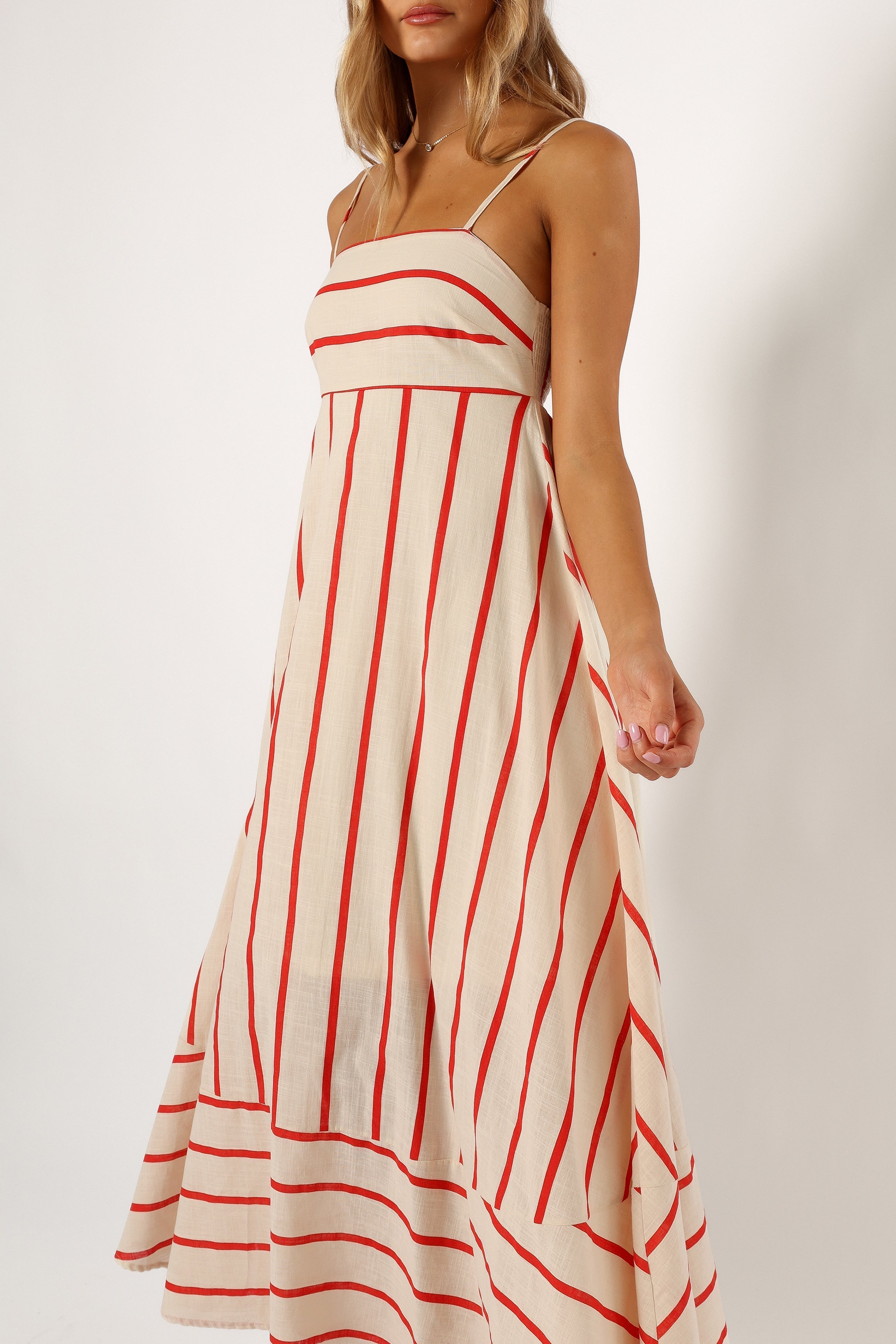 Brea Maxi Dress - Cream Stripe Flowy Summer Dress for Women | Beach Wedding, Vacation & Casual Outfit