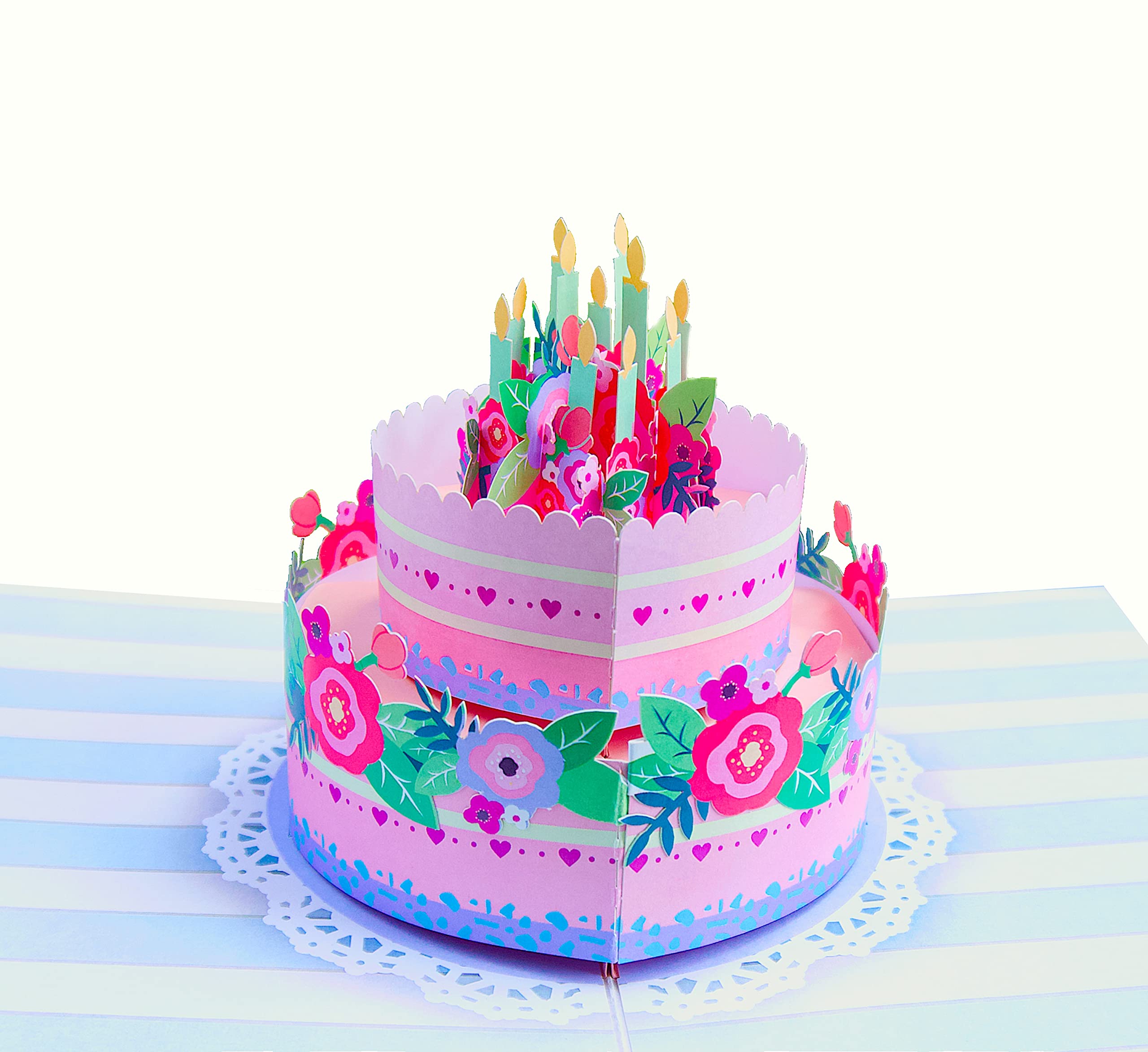 Floral 3D Pop-Up Birthday Cake Card for Daughter & Granddaughter - Elegant Wedding Anniversary & Bridal Shower Greeting Card - Perfect Birthday Gift for Women - Great for Special Occasions & Celebrations