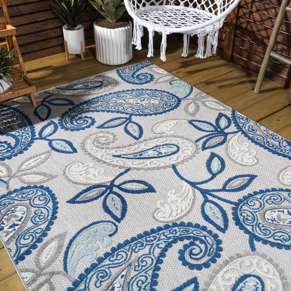 Julien Paisley High-Low Indoor/Outdoor Area Rug - Stylish Bohemian Decor for Living Room, Patio & Bedroom