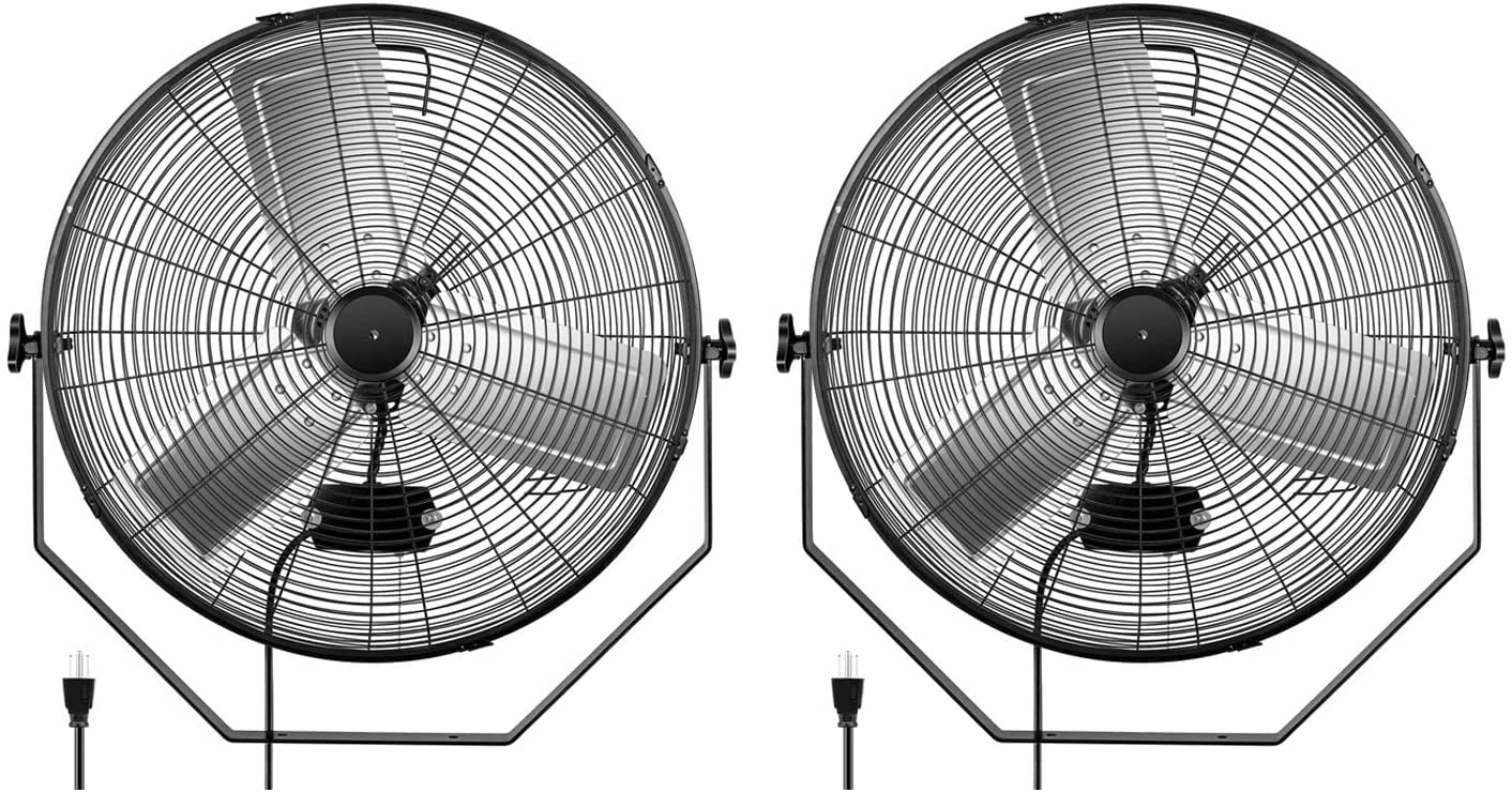 Simple Deluxe 24 Inch Industrial Wall Mount Fan - 3 Speed High Velocity Metal Fan for Warehouse, Greenhouse, Workshop, Factory, Basement & Patio Ventilation - Heavy Duty Commercial Fan for Cooling & Air Circulation - Black