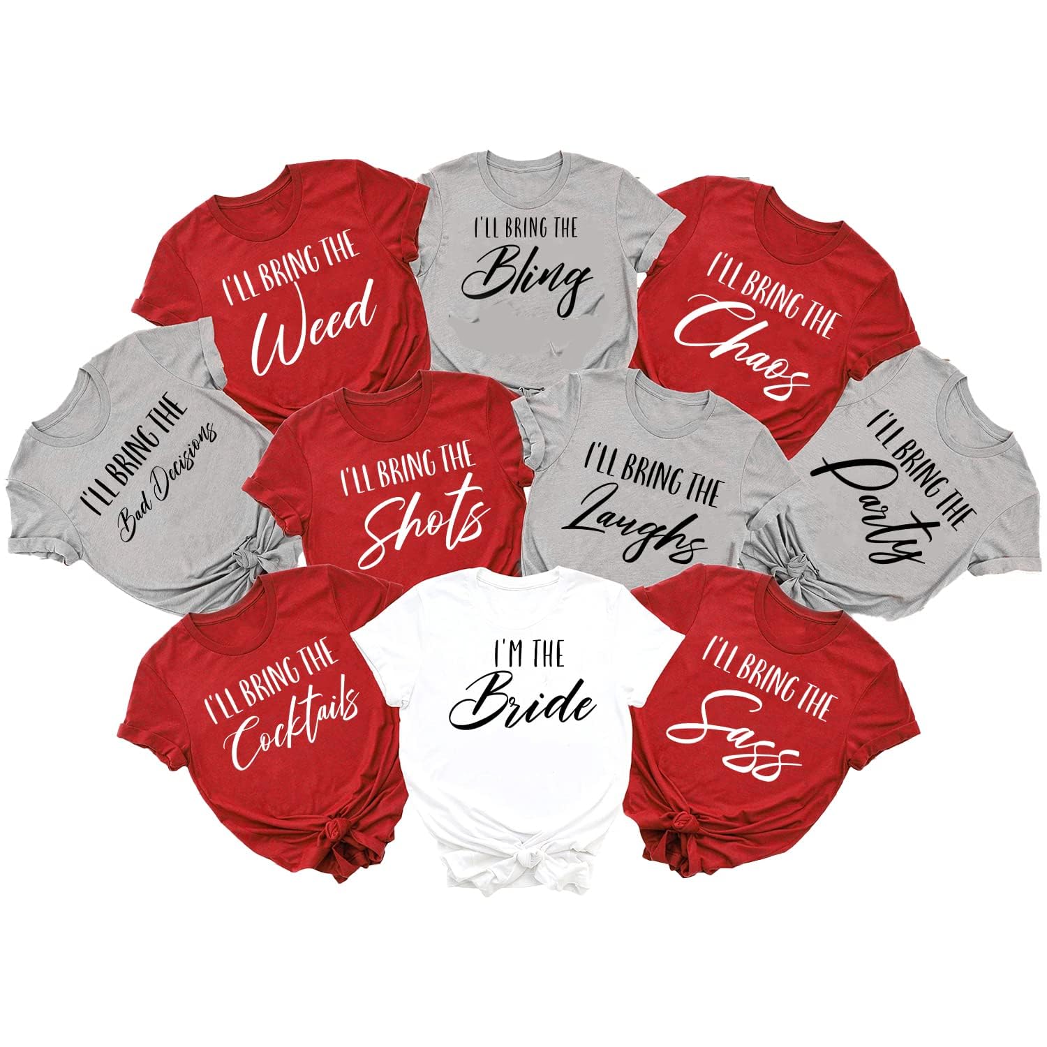 Bachelorette Party Shirts | 'I'll Bring The Shirts' Bridal & Bridesmaid Matching T-Shirts for Bachelorette Parties - Perfect for Girls' Night Out, Wedding Showers & Pre-Wedding Celebrations