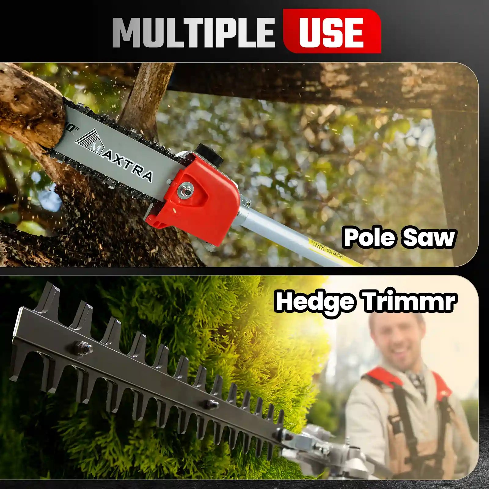 MAXTRA Gas Pole Chainsaw Hedge Trimmer - 20 Inch Cordless Tree Trimmer with 2-Cycle Engine for Professional Landscaping, Tree Pruning & Yard Maintenance | Perfect for Garden, Farm & DIY Projects