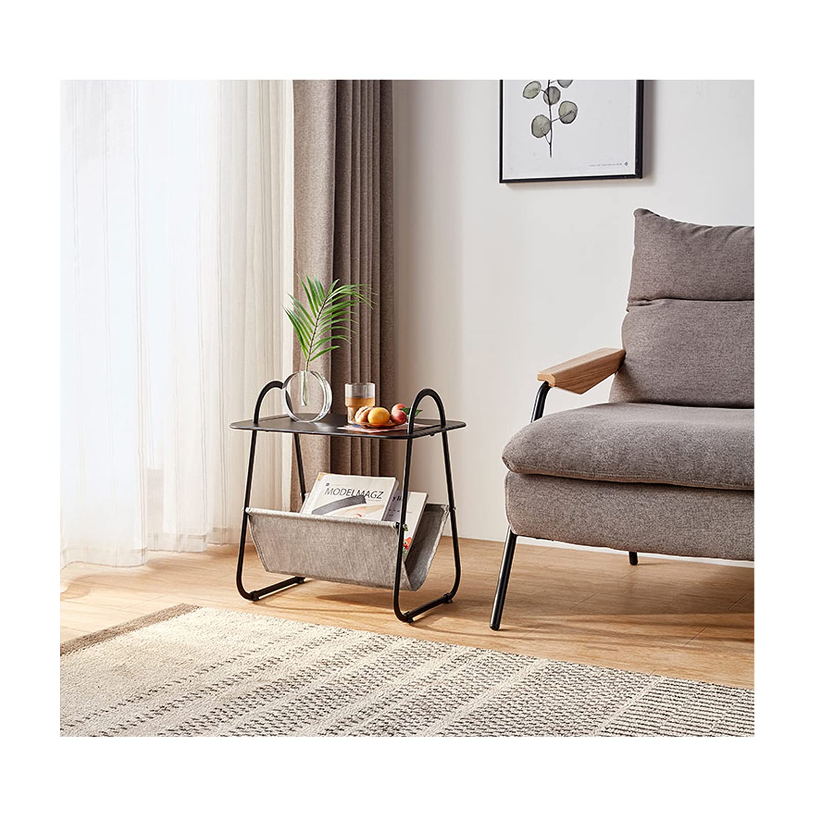Multifunctional Storage Snack Table - Modern Nordic Style End/Side Table with Magazine Rack, Coffee Table for Living Room & Bedroom - 3 Color Options - Perfect for Snacking, Reading & Organizing Small Spaces