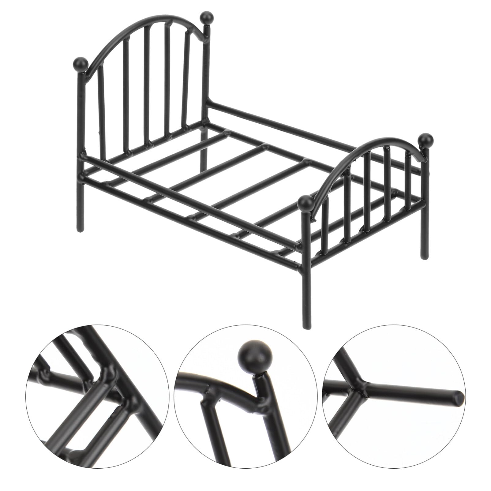 Totority Miniature Metal Bed Frame - Tiny House Bed Furniture Model for Home Decor, Plant Stand | Perfect for Dollhouse, Miniature Displays & DIY Projects