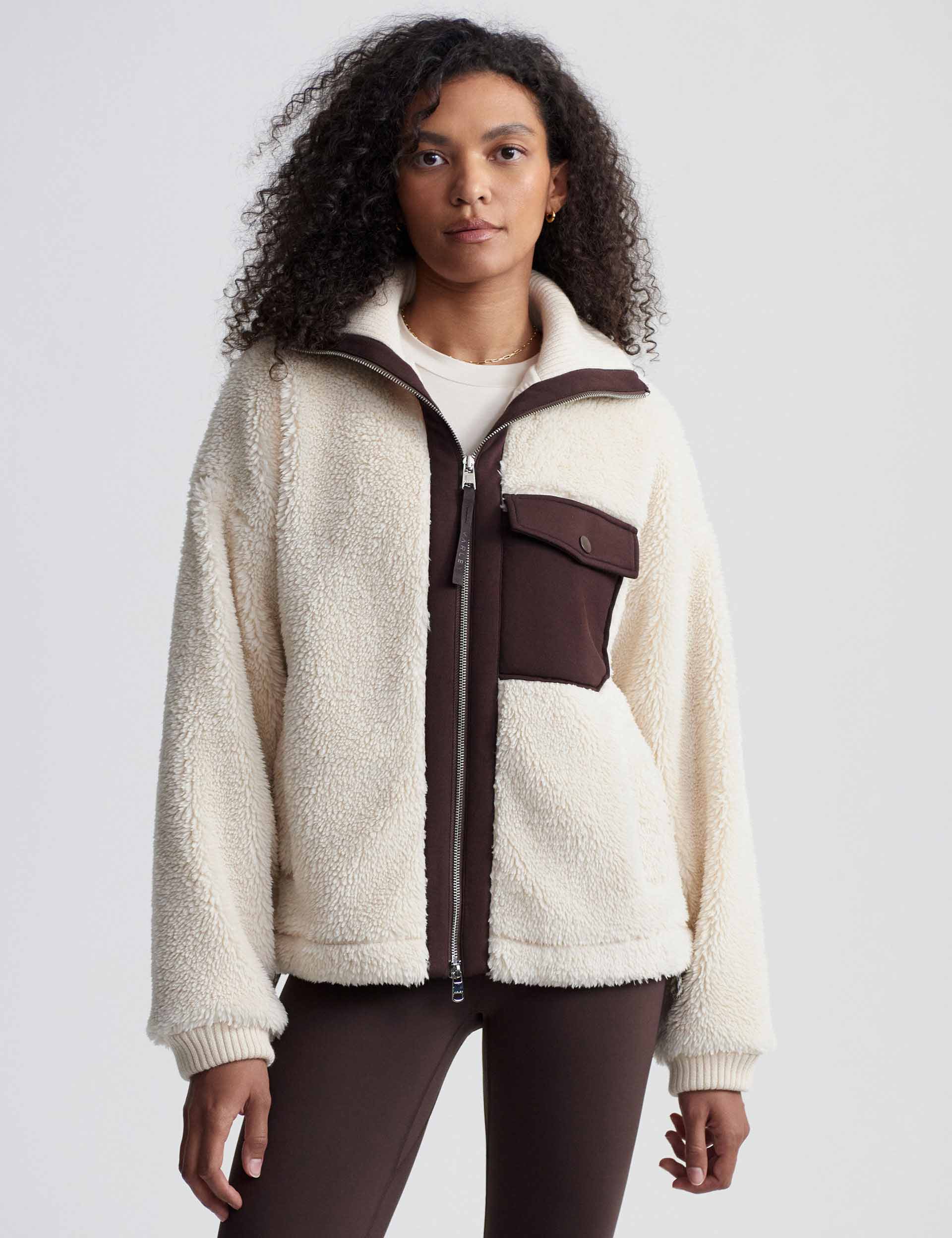 Lowell Sherpa Jacket for Men & Women - Cozy Fleece Lined Winter Coat in Sandshell/Coffee Bean - Perfect for Outdoor Adventures & Casual Wear