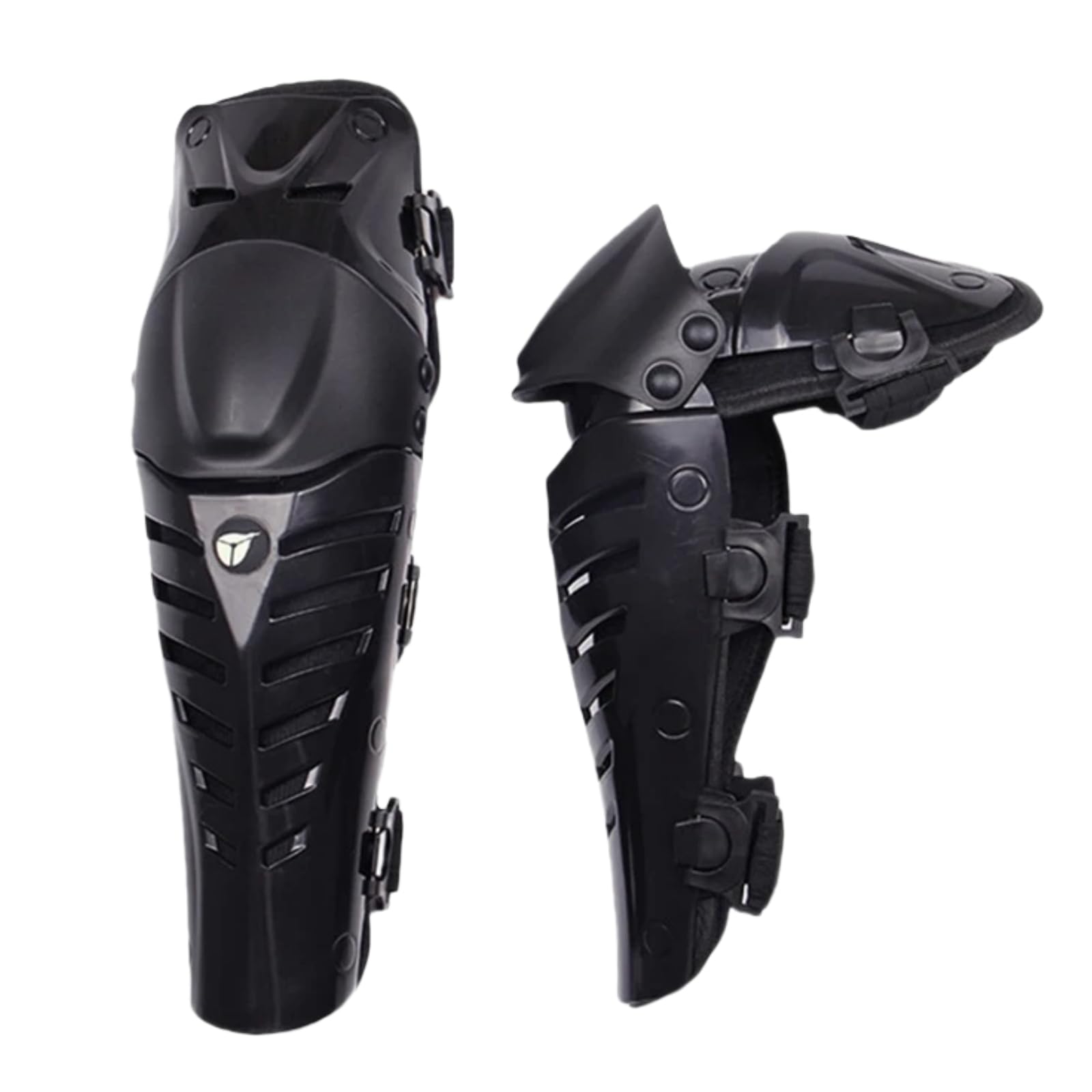 Motorcycle Knee & Shin Guards for Adults - Black Protective Armor Pads with Plastic Cement Hook - Ideal for Riding, Racing & Off-Road Adventures