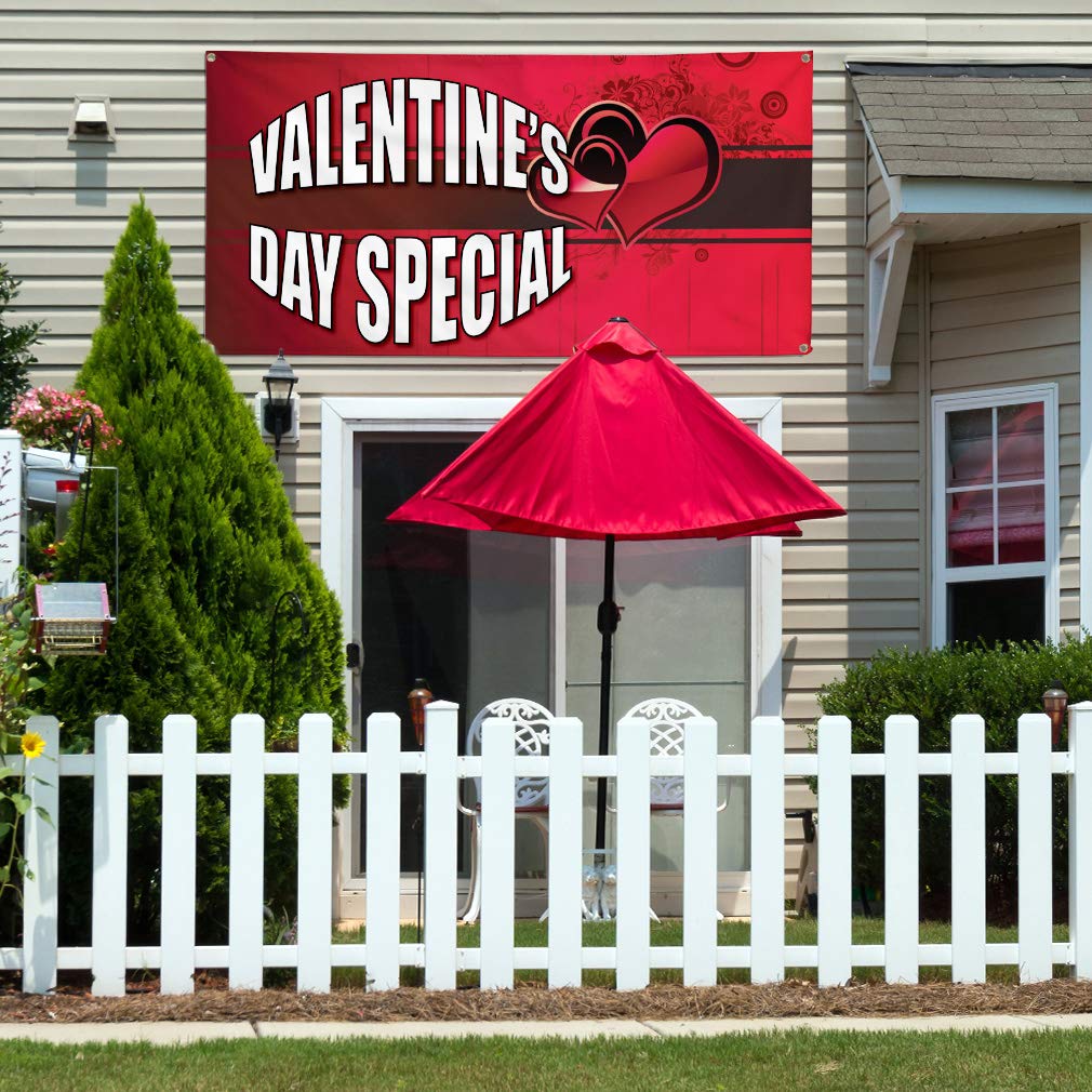 Custom Vinyl Banner - Valentine's Day Special (60x144 Inches) | Weatherproof Outdoor Yard Sign with 10 Grommets | Perfect for Holidays, Events & Commercial Use | Great for Parties, Weddings & Store Promotions