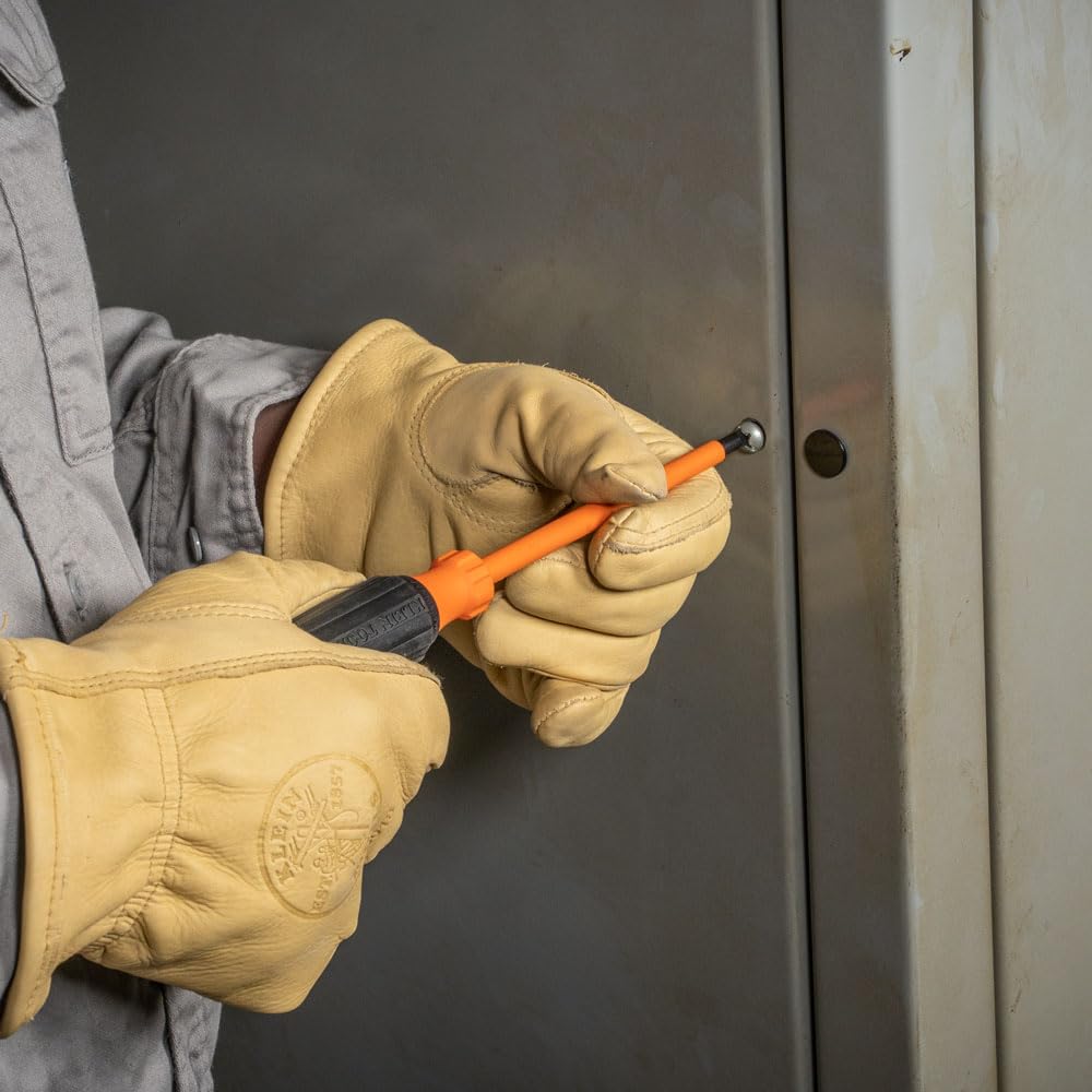 **Klein Tools 6826INS 1000V Insulated Screwdriver - 1/4-Inch Cabinet Tip, 6-Inch Shank, Tip-Ident, Cushion-Grip Handle - Ideal for Electricians & DIY Electrical Repairs**