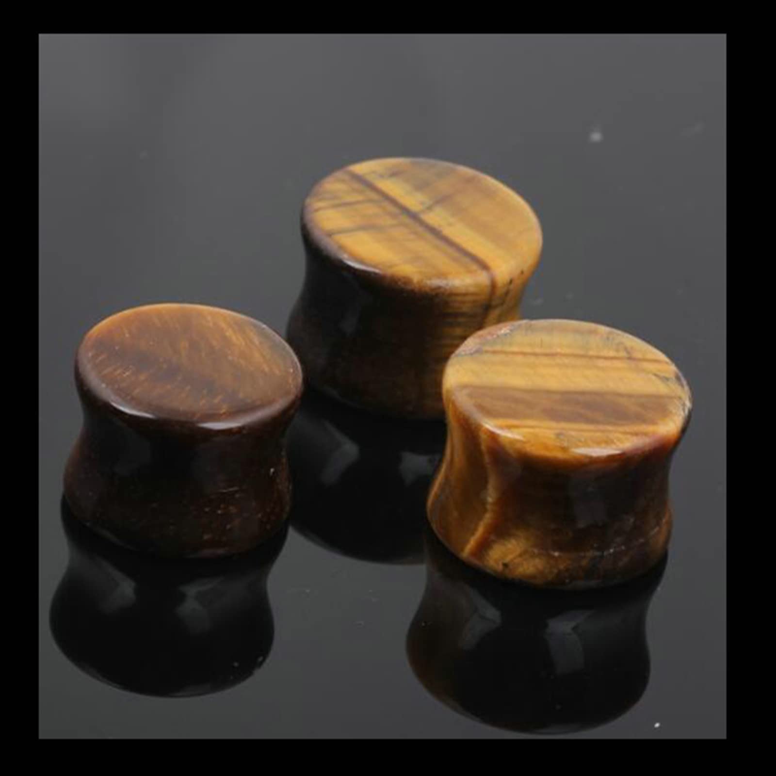2Pcs Stone Men's Ear Gauges Plugs - Double Flared Saddle Stretching Tunnels for Ear Piercing (Brown) | Perfect for Stretching, Body Modification & Alternative Fashion