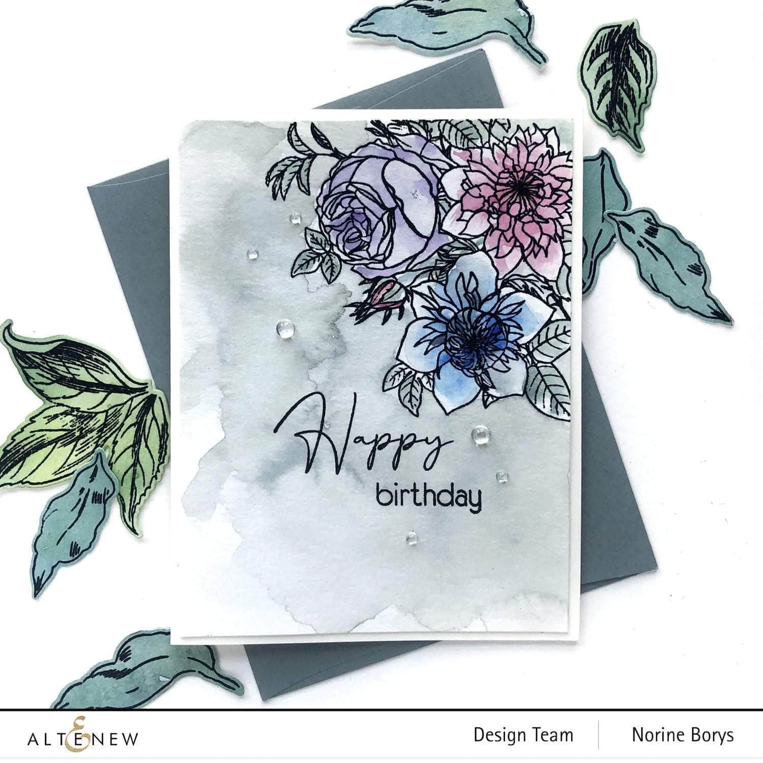 Clematis Josephine Outline Stamp Set for Flower Painting - DIY Floral Art, Card Making & Scrapbooking Projects