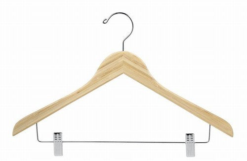 Eco-Friendly Bamboo Clothes Hangers Set - Space Saving Flat Design for Closet, Wardrobe & Travel Organization - 10 Pack
