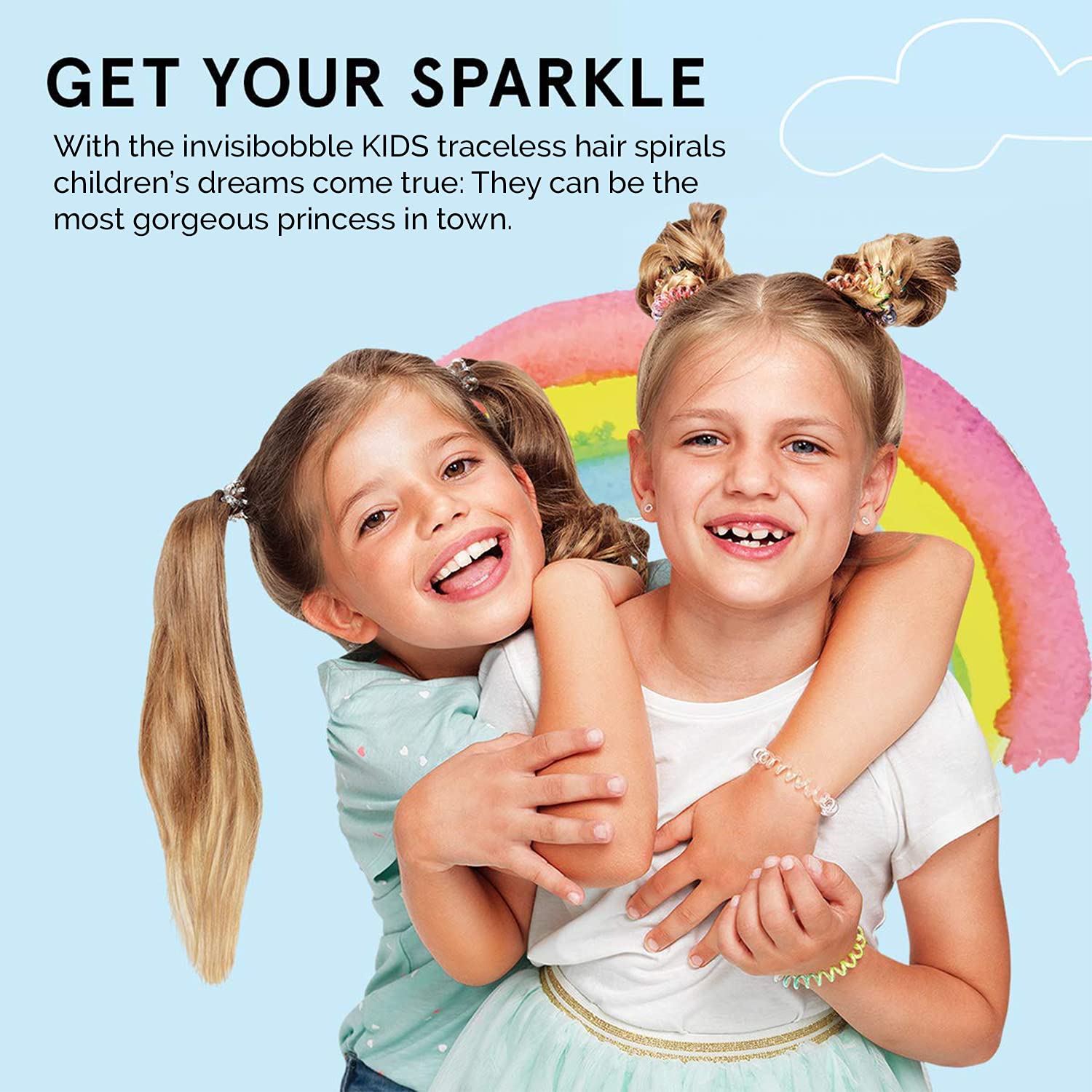 Invisibobble Kids Spiral Hair Ties - 5 Pack Magic Rainbow, No-Ouch Coil Hair Bands for Girls & Toddlers - Strong Grip, Non-Slip, Comfortable Hair Accessories for School, Sports & Everyday Play