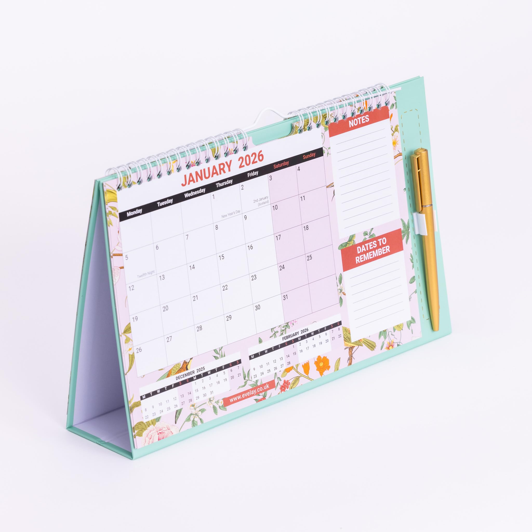 2025-2026 18-Month Spiral Bound Desk Calendar | Standing Flip Planner with Pen Holder | Perfect for Home Office, School & Family Organization | Gift Idea for Professionals & Students