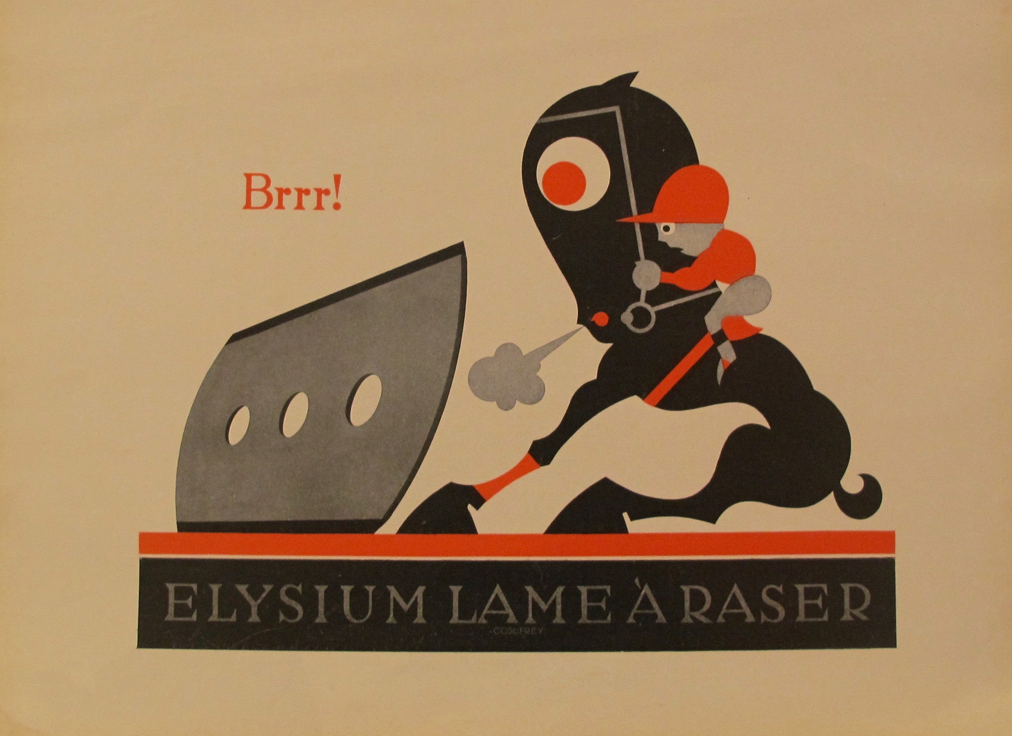 1923 Austrian Art Deco Poster - Vintage Brrr! Elysium Shaving Blade Ad (Horizontal Jockey Design) | Perfect for Retro Home Decor, Barbershop Wall Art & Vintage Advertising Collectors