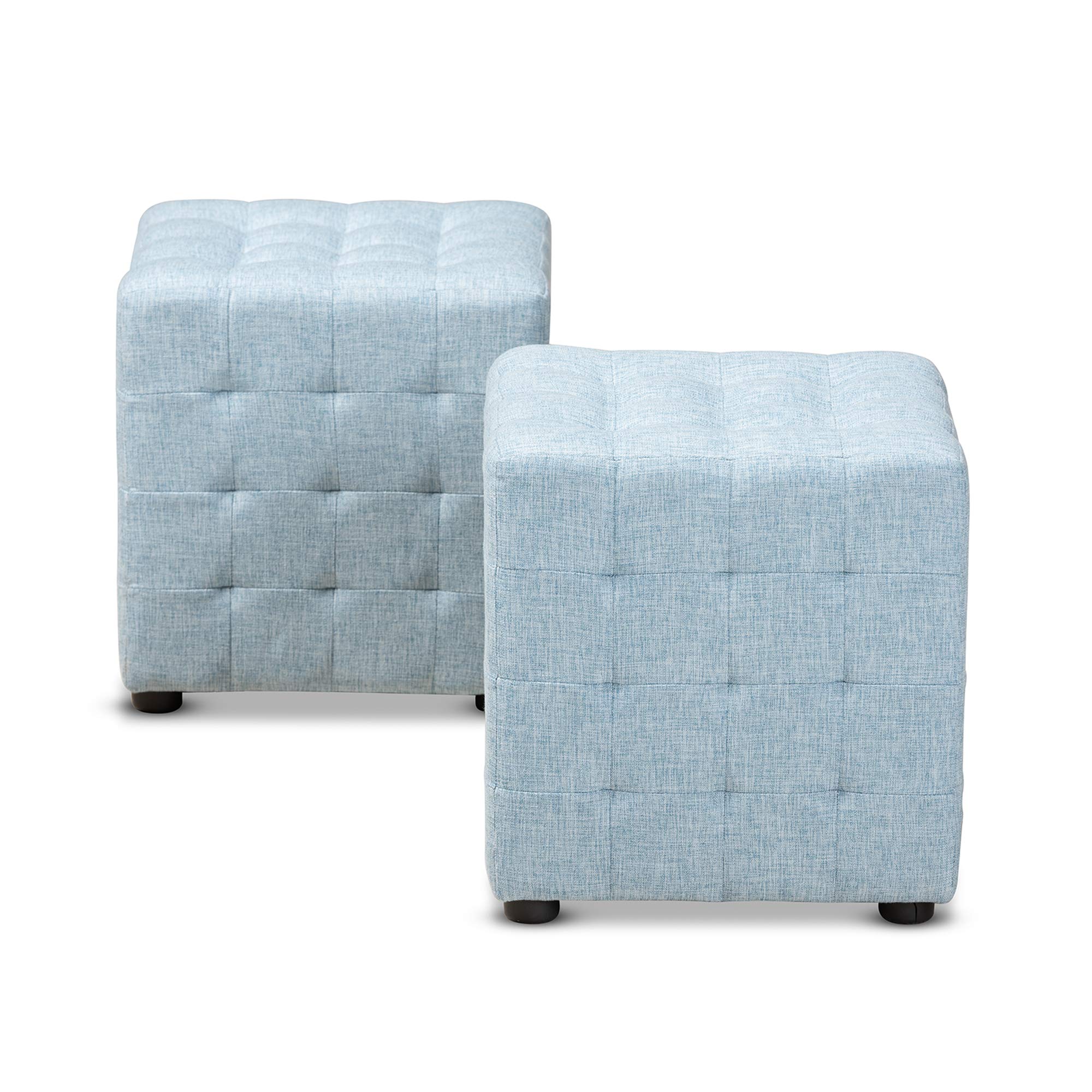 Baxton Studio Light Blue Ottoman - Perfect for Living Room, Bedroom & Home Decor - Comfortable & Stylish Footrest Pouf
