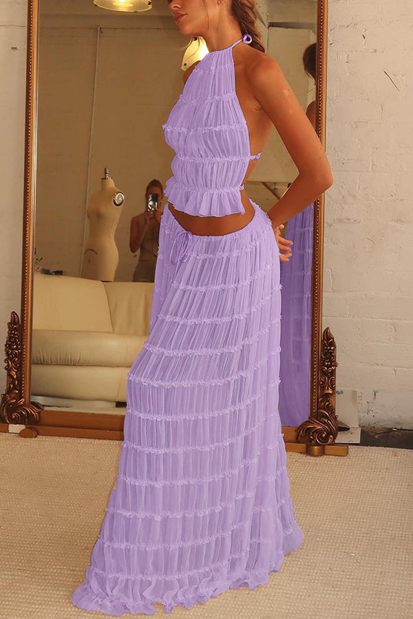 Versatile Vintage Pleated Drawstring Waist Tiered Maxi Skirt for Women | Boho Chic Flowy Long Skirt | Perfect for Casual Outings, Beach Vacations & Summer Festivals