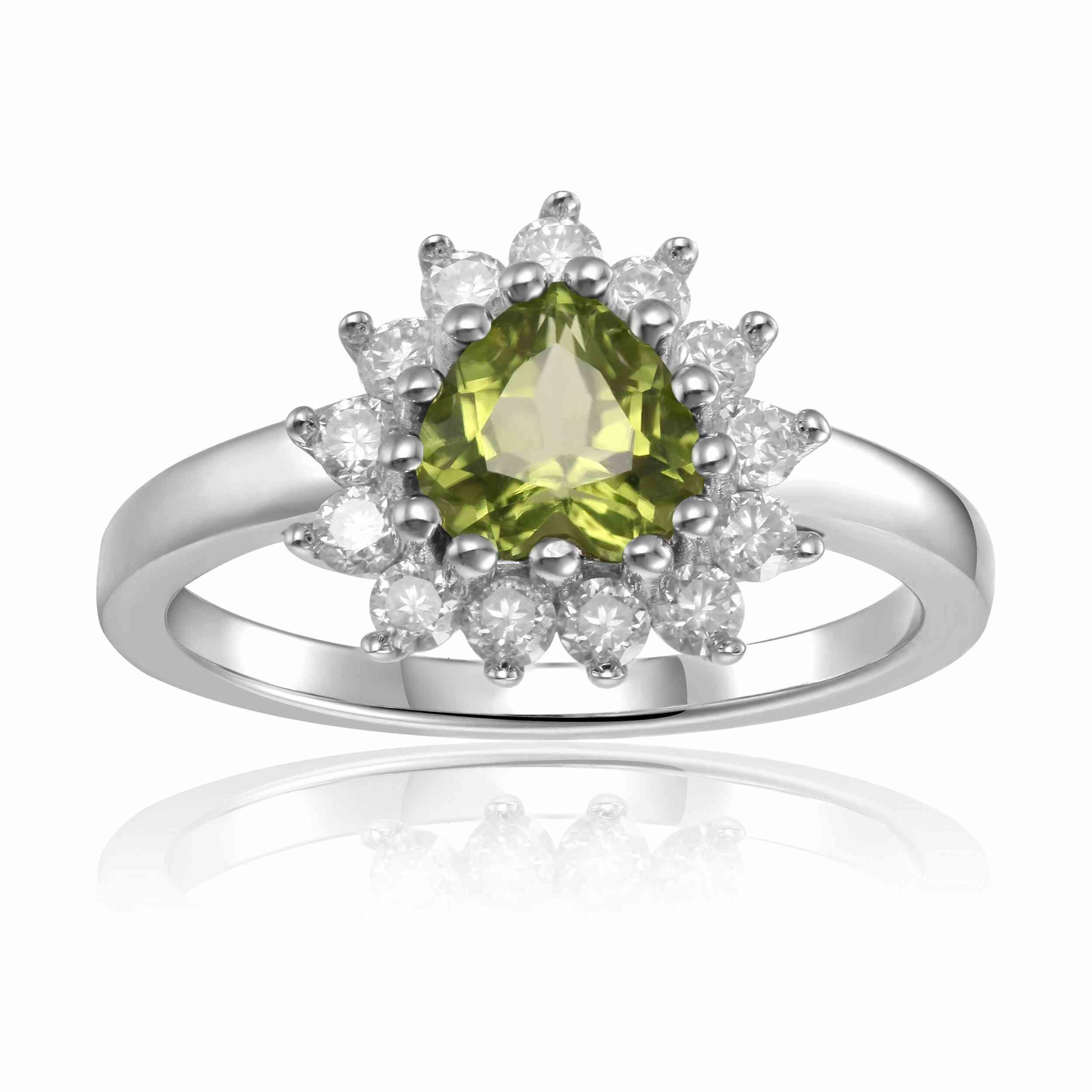 Peridot Halo Heart Ring - 14K Gold Plated Gemstone Jewelry for Women, Perfect Gift for Anniversary, Valentine's Day & Special Occasions | Elegant Statement Piece for Date Nights, Weddings & Romantic Events