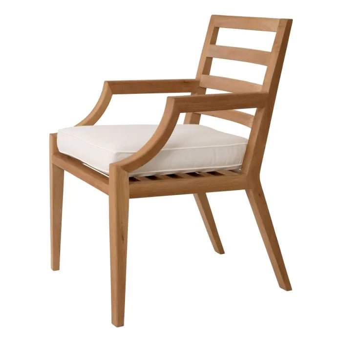 Handmade Designer Natural Color Arm Outdoor Dining Chair - Patio, Garden, Poolside, and Backyard Furniture for Relaxing and Entertaining
