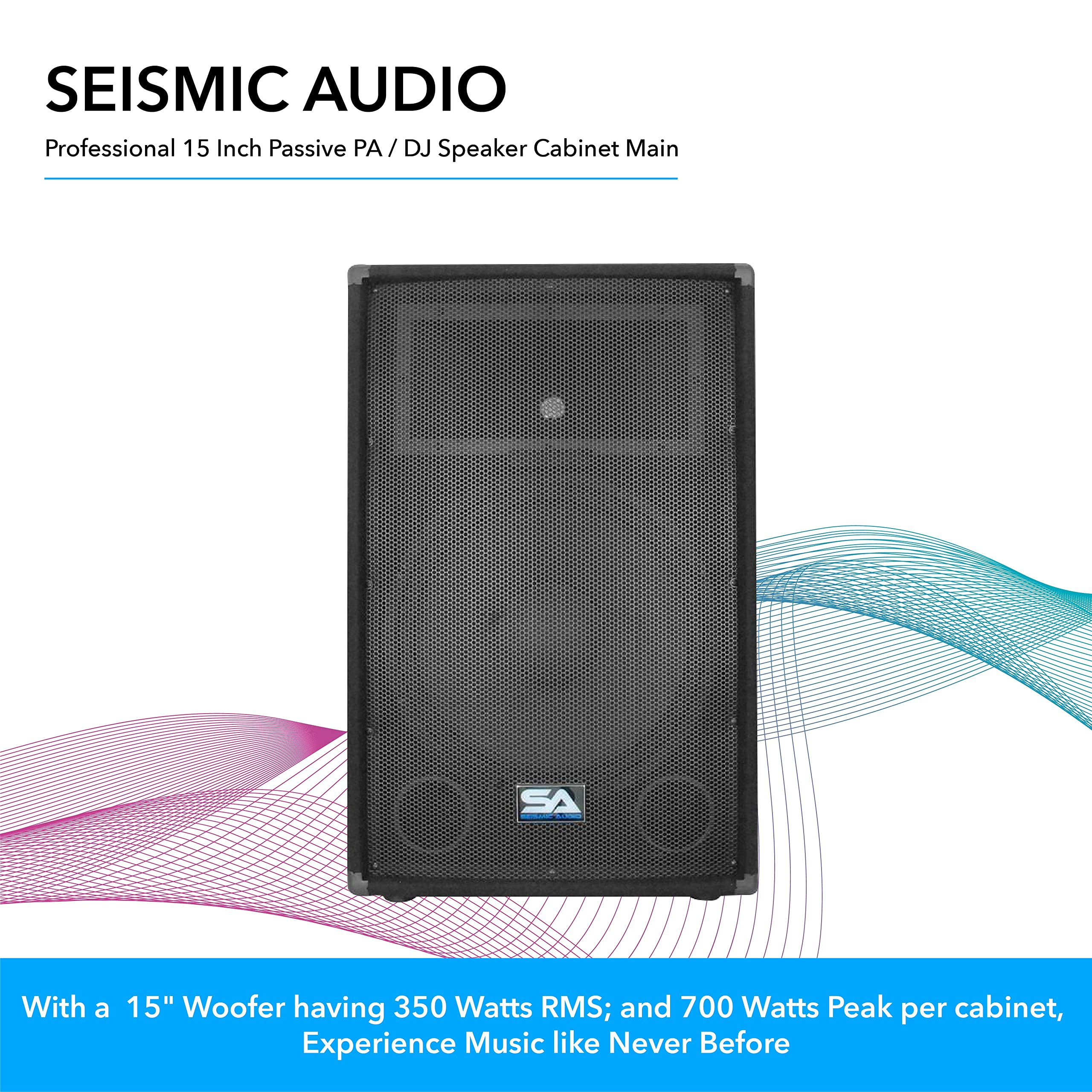 Seismic Audio 15 Inch PA DJ Speaker 350 Watts PRO Audio - Powerful Sound System for Live Music, DJ Performances, Karaoke, Church Events, Weddings & Band Monitors