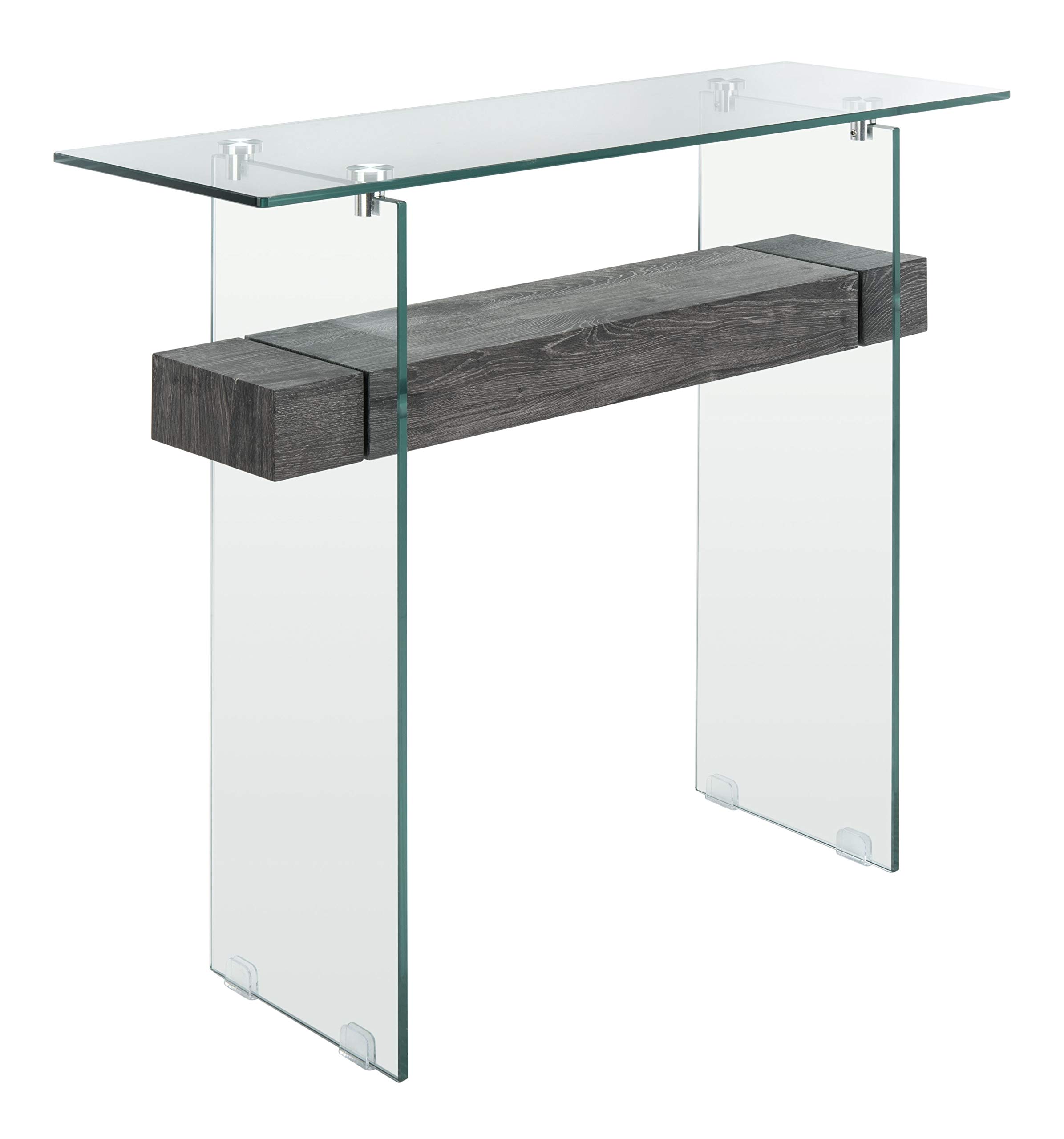 Safavieh Kayley Modern Glass & Black Oak Console Table - Elegant Entryway, Living Room, or Hallway Furniture for Stylish Home Decor