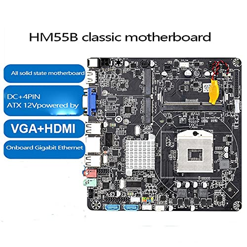 HM55B PGA988 Mini ITX Motherboard - DDR3, SATA II, Desktop PC Mainboard for Mini PC/HTPC/Radio/Advertising Display - Perfect for Home Theater, Digital Signage & Compact Office Computers