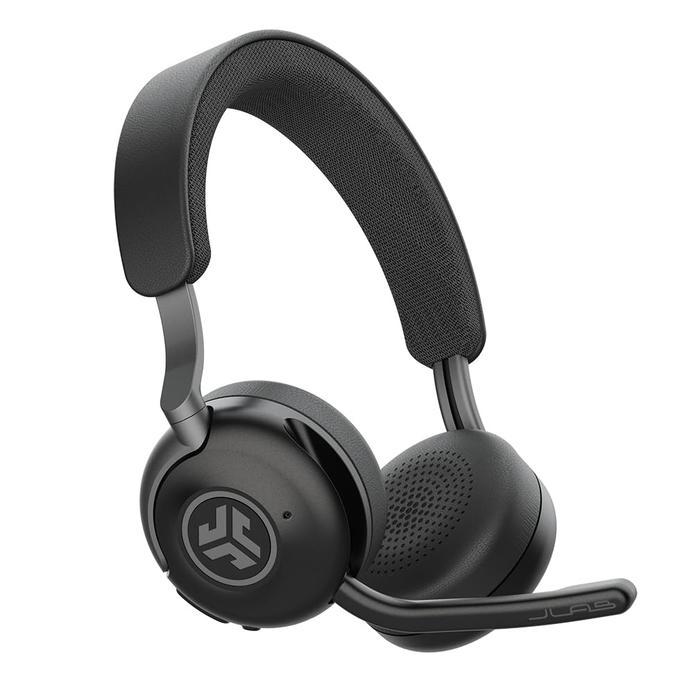 JLab Epic Work Wireless Bluetooth Headphones with Microphone - Active Noise Cancelling Headset, 90+ Hours Playtime, Charging Hub, Multipoint Connectivity for PC/Laptop/Mobile - Perfect for Office, Commuting & Remote Work (1 Pack)