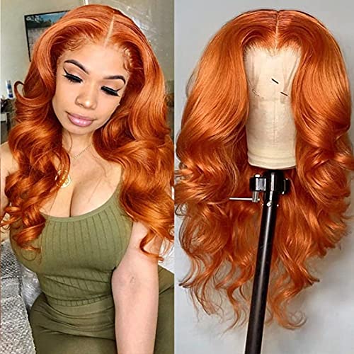 Beauty Forever #88J Ginger Orange Body Wave Human Hair Wig for Women - 20 Inch 4X0.75 T-Part Lace Closure Wig with Middle Part & 150% Density | Natural Look for Daily Wear, Parties & Special Occasions