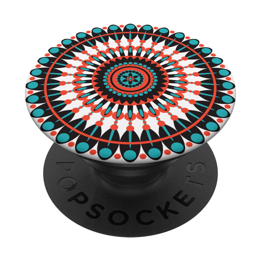 Mandala Pattern Red White Teal Phone Popper - Sensory Fidget Toy for Stress Relief & Focus - Perfect for Office, Classroom & Anxiety Relief
