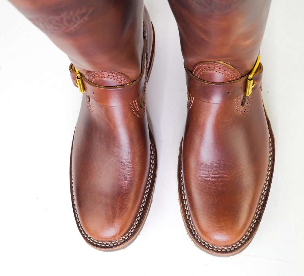 Premium Wesco Boots X The Shop Mister Lou Brown Horsehide Engineer Boots - Durable Leather Work Boots for Motorcycle Riding & Outdoor Adventures