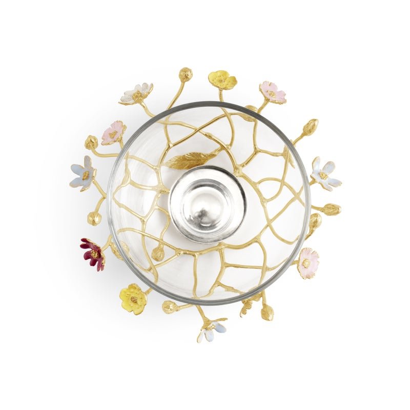 Wildflowers Small Glass Bowl - Elegant Decorative Bowl for Home Decor, Centerpiece, Candy Dish, or Gift - Perfect for Dining Table, Coffee Table, and Party Decorations