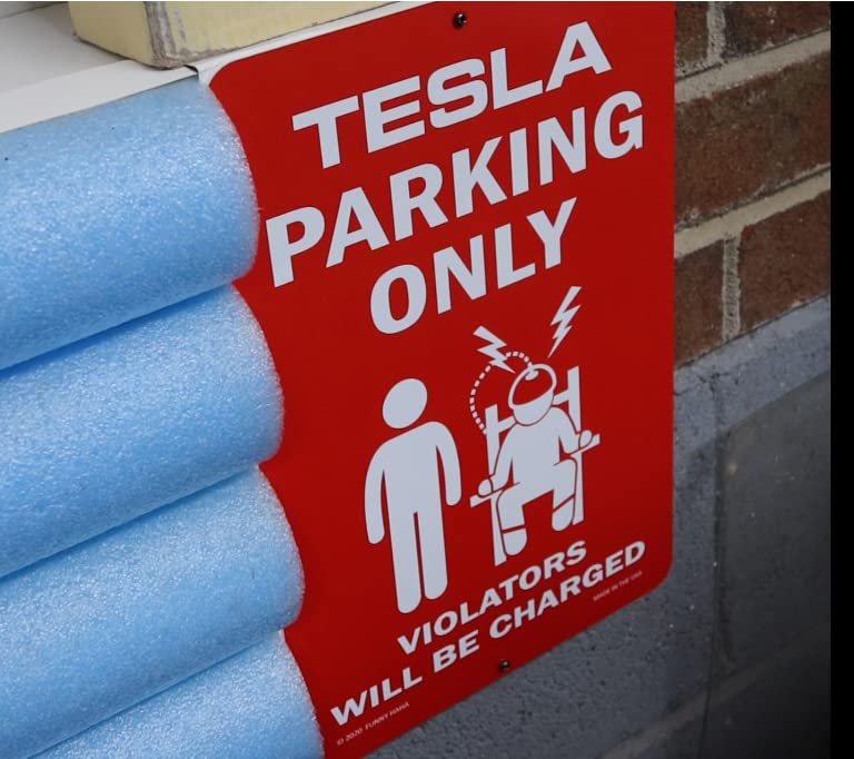 Tesla Parking Only Sign - Funny & Unique Gift for Tesla Owners - Perfect for Home, Office, or Garage Decoration
