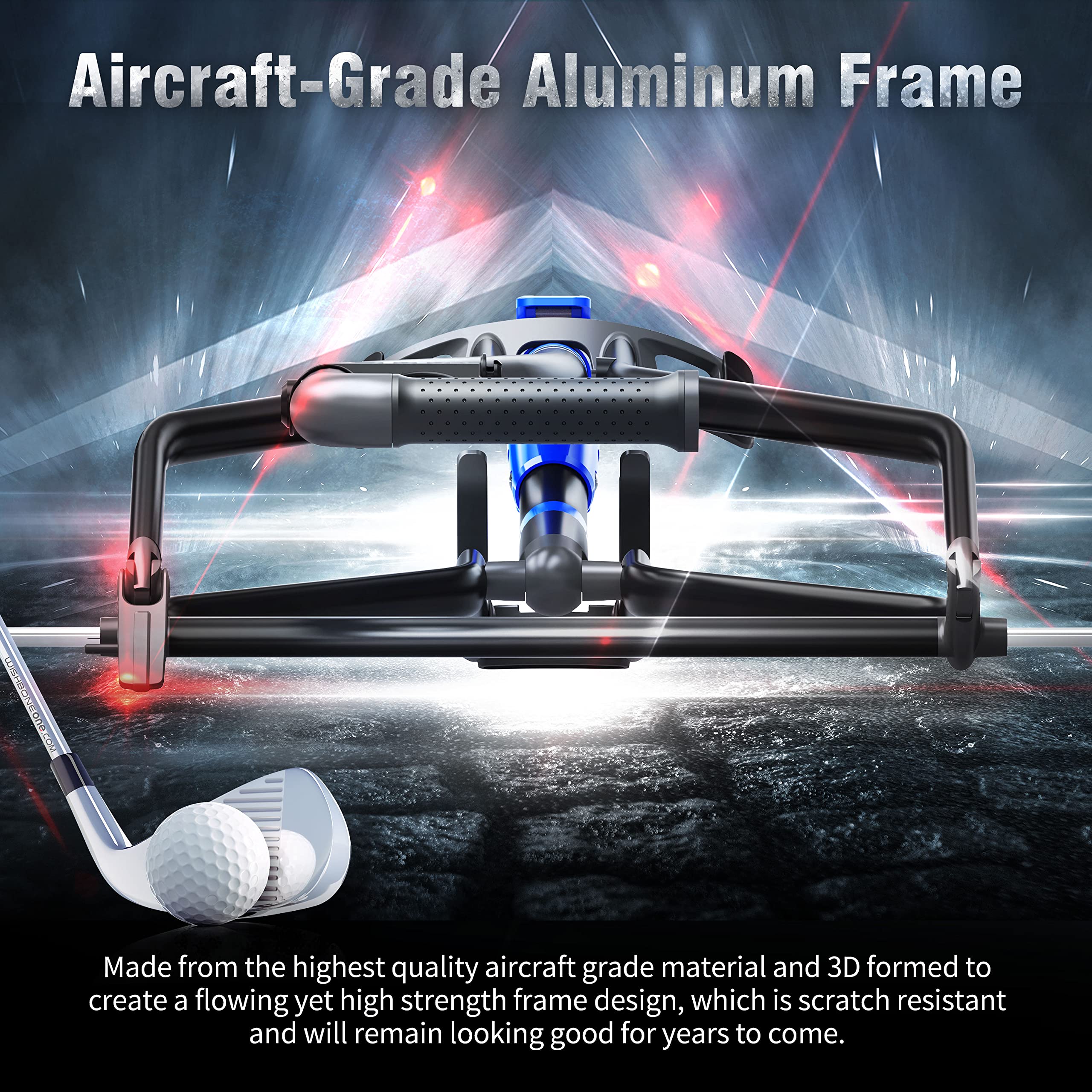 WishboneGolf Premium Golf Push Cart - Aircraft Grade Aluminum Lightweight Golf Caddy | Perfect for Golf Course, Driving Range & Outdoor Sports