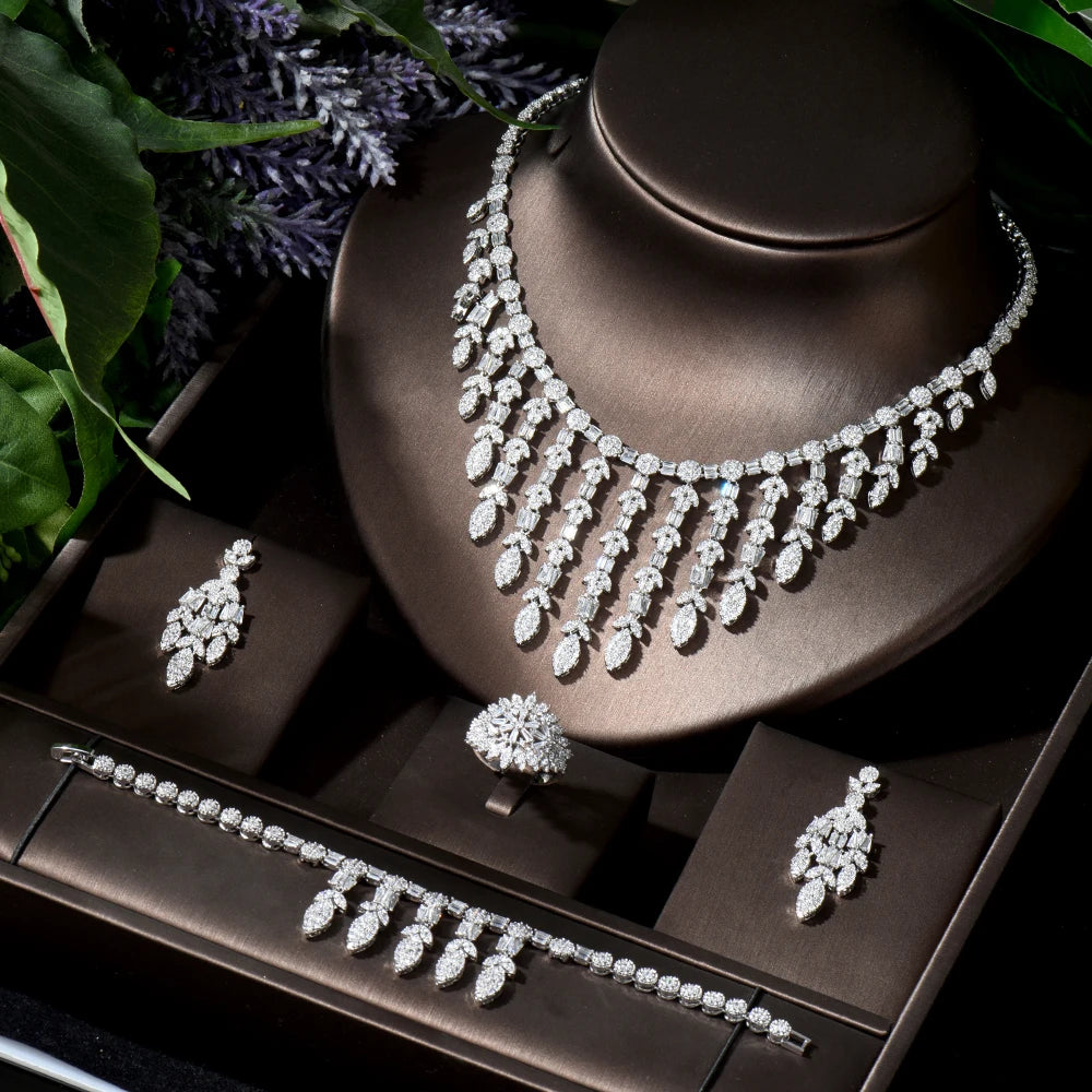 Exquisite Dubai Bridal Jewelry Set - 18K Gold Plated Necklace & Earrings for Wedding, Anniversary & Special Occasions | Perfect Gift for Brides & Bridesmaids