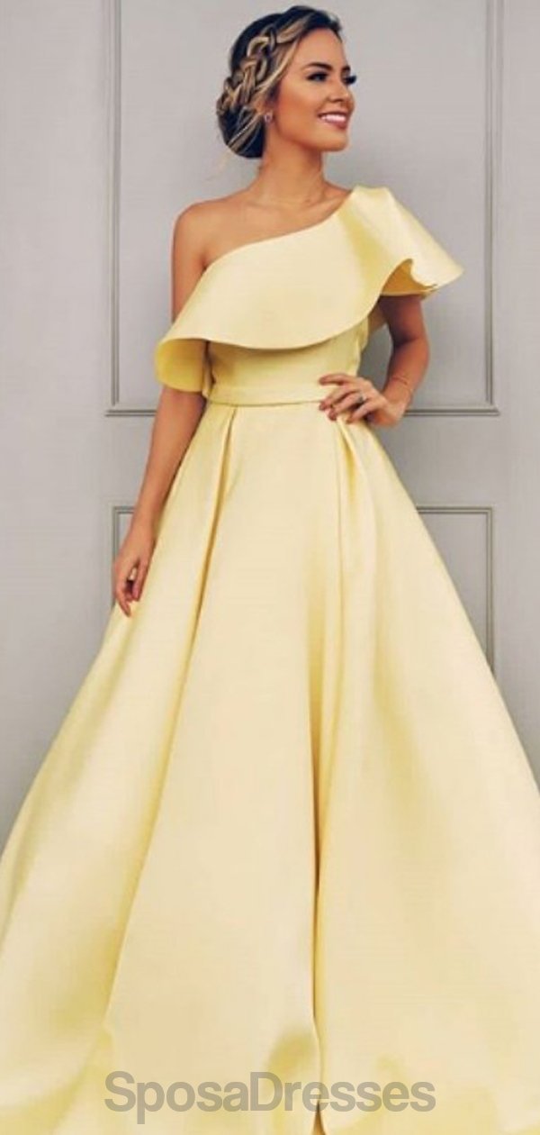 Elegant One Shoulder Yellow Long Prom Dress for Evening Parties & Formal Events - Perfect for Prom, Homecoming, and Special Occasions
