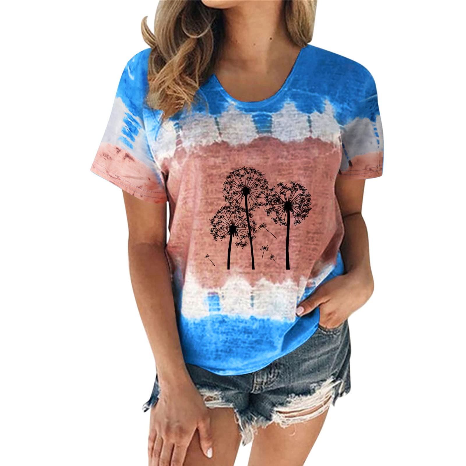 Trendy Plus Size Women's Short Sleeve V-Neck Printed T-Shirts - Casual Blouse for Everyday Wear | MOKINGTOP Women's Fashion Tees for Work, Dating & Weekend Outfits