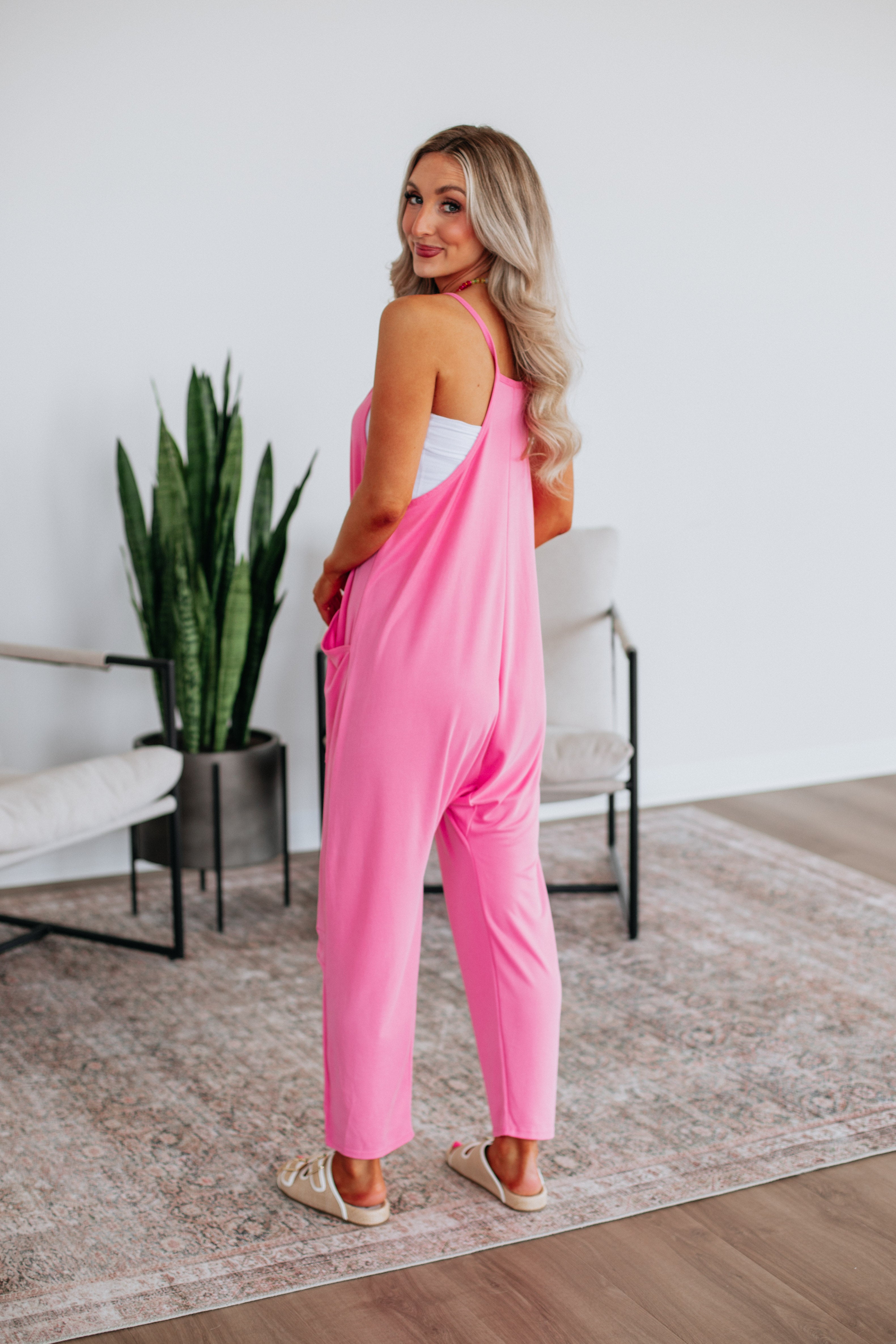Rae Lounge Jumpsuit for Women - Soft Comfortable Bubblegum Pink Romper | Perfect for Loungewear, Yoga, and Casual Outings