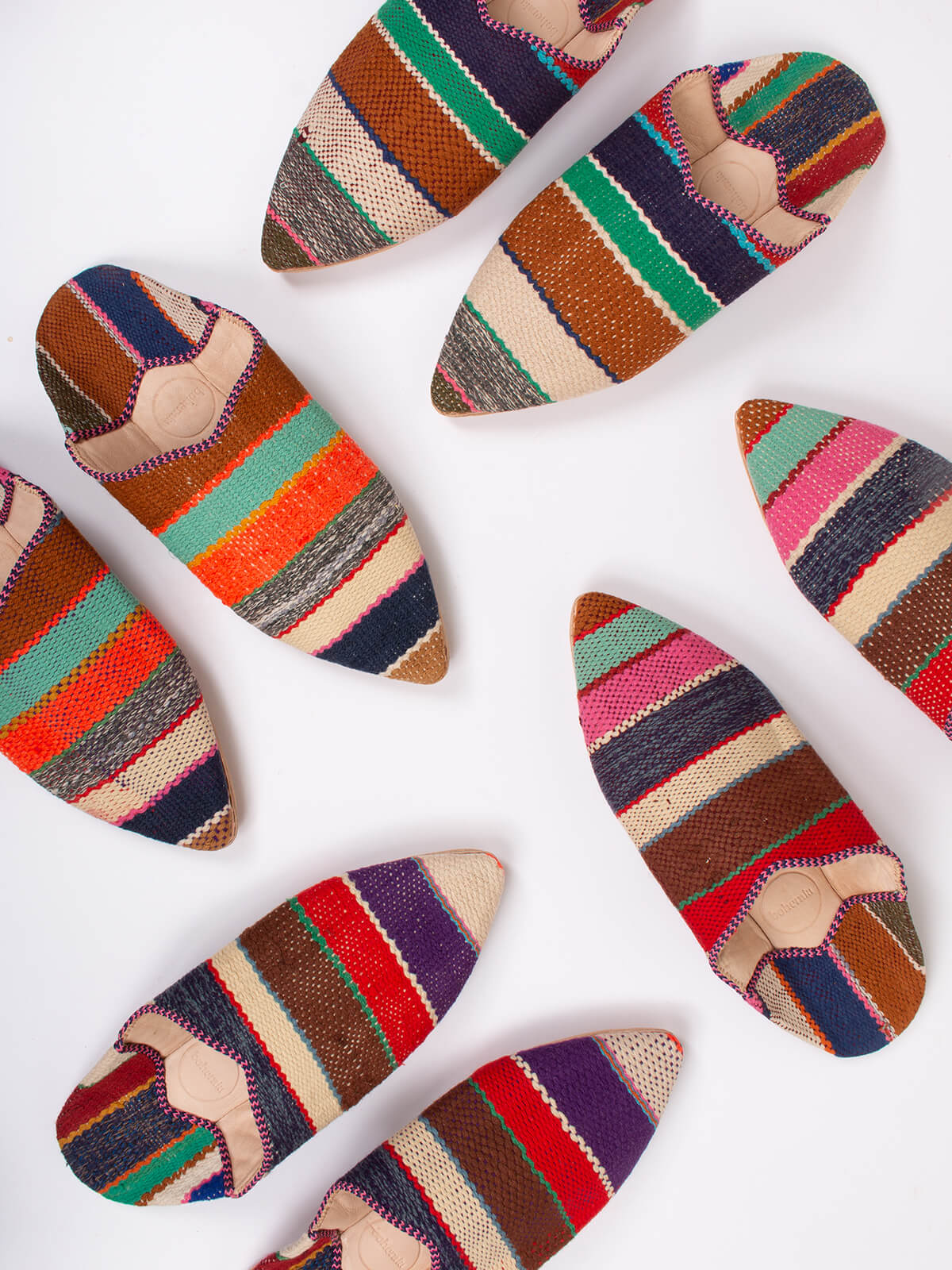 Authentic Moroccan Boujad Pointed Babouche Slippers - Handmade Merzouga Stripe Leather House Shoes for Men & Women | Perfect for Home, Lounge & Cultural Events