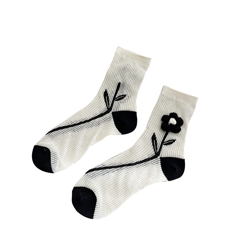 Women's Floral Scroll Crew Socks - Ankle Socks with Artistic Flower Design for Casual Wear - Perfect for Everyday Outfits, Work, and Lounge Comfort