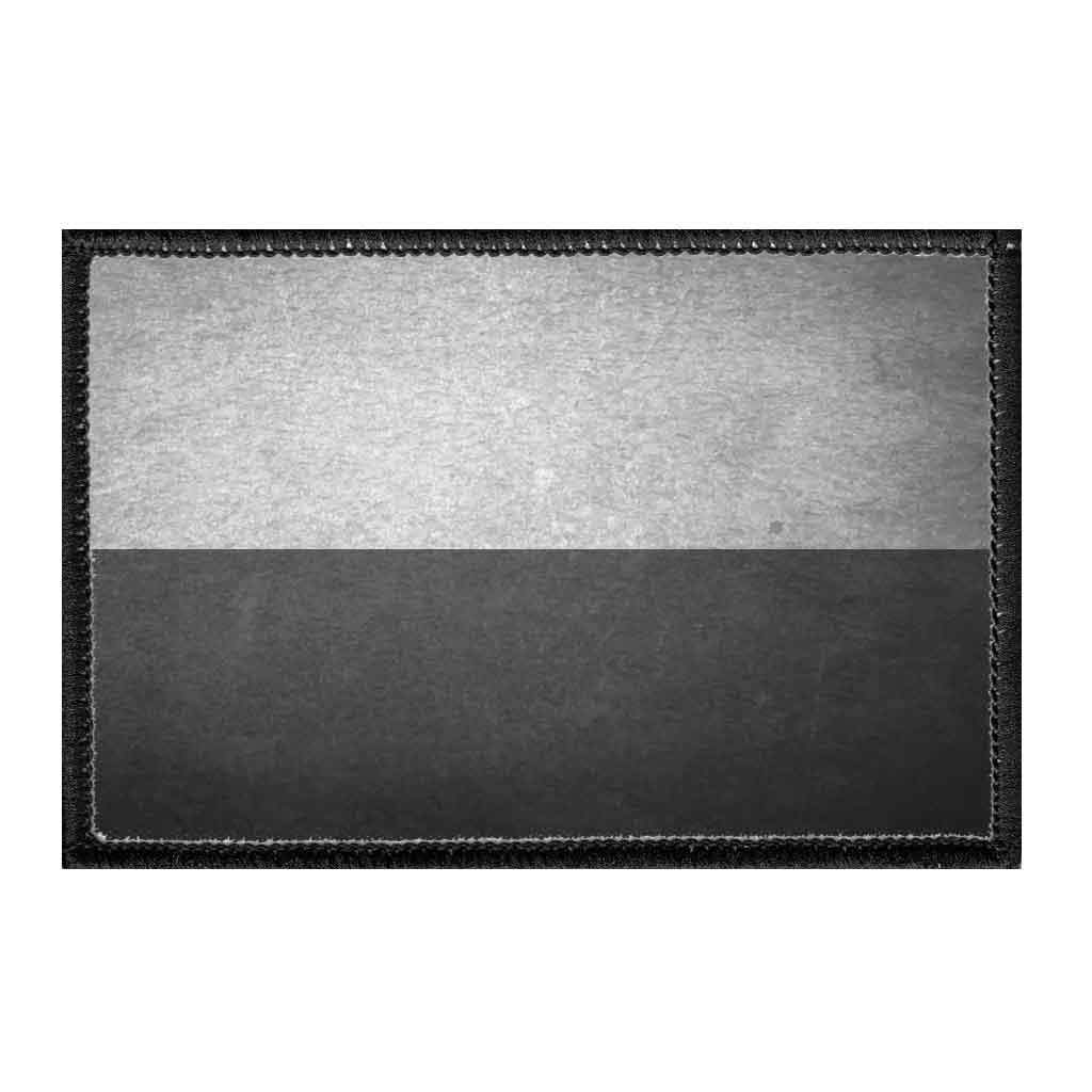 Distressed Black and White Poland Flag Patch - 2x3 Inch Hook and Loop Backing for Hats, Jackets, Vests & Denim - Vintage Style Embroidered Iron-On Badge for DIY Crafts, Backpacks & Military Gear