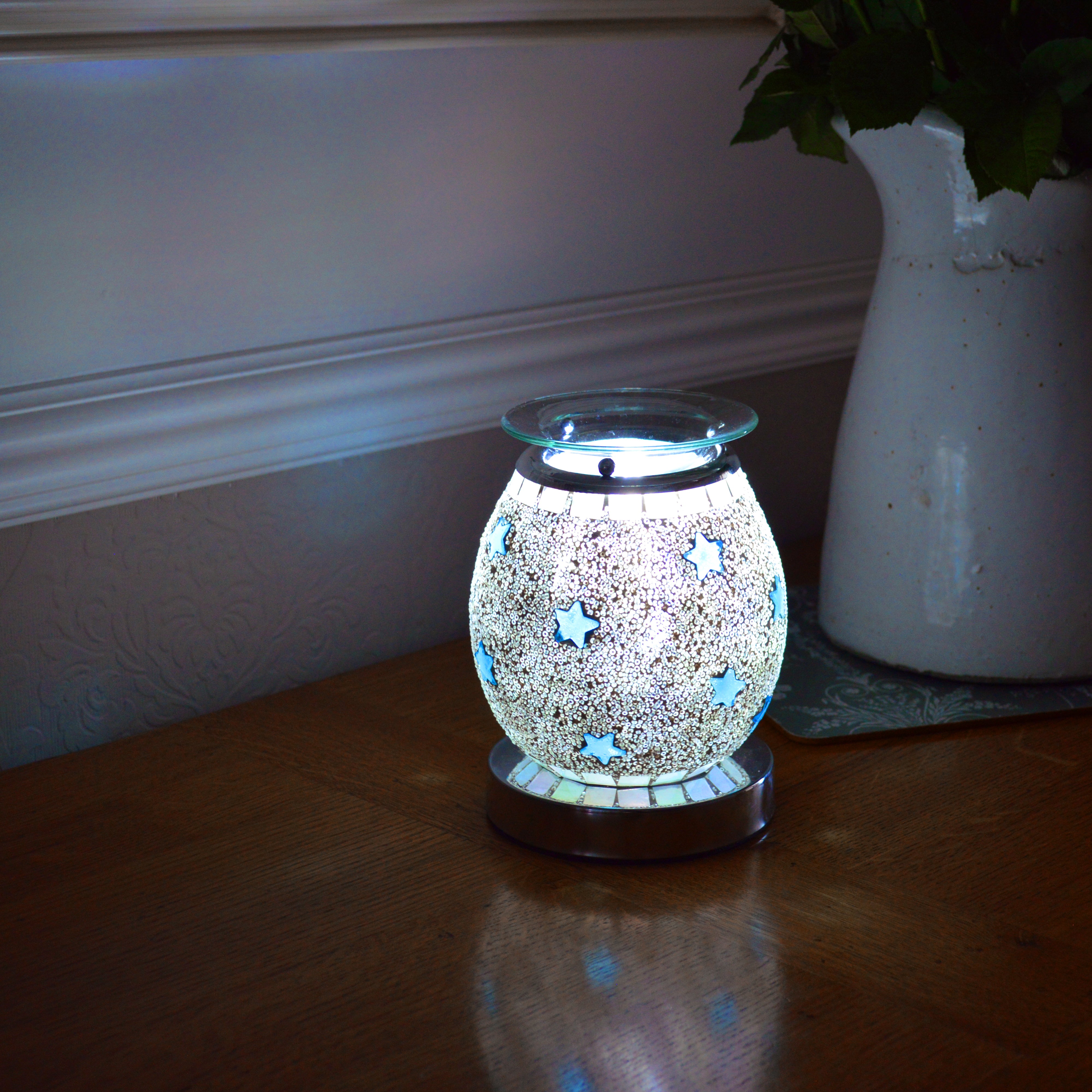 Cello Electric Wax Melter with Touch Control - Mosaic Blue Star Design for Aromatherapy & Home Fragrance