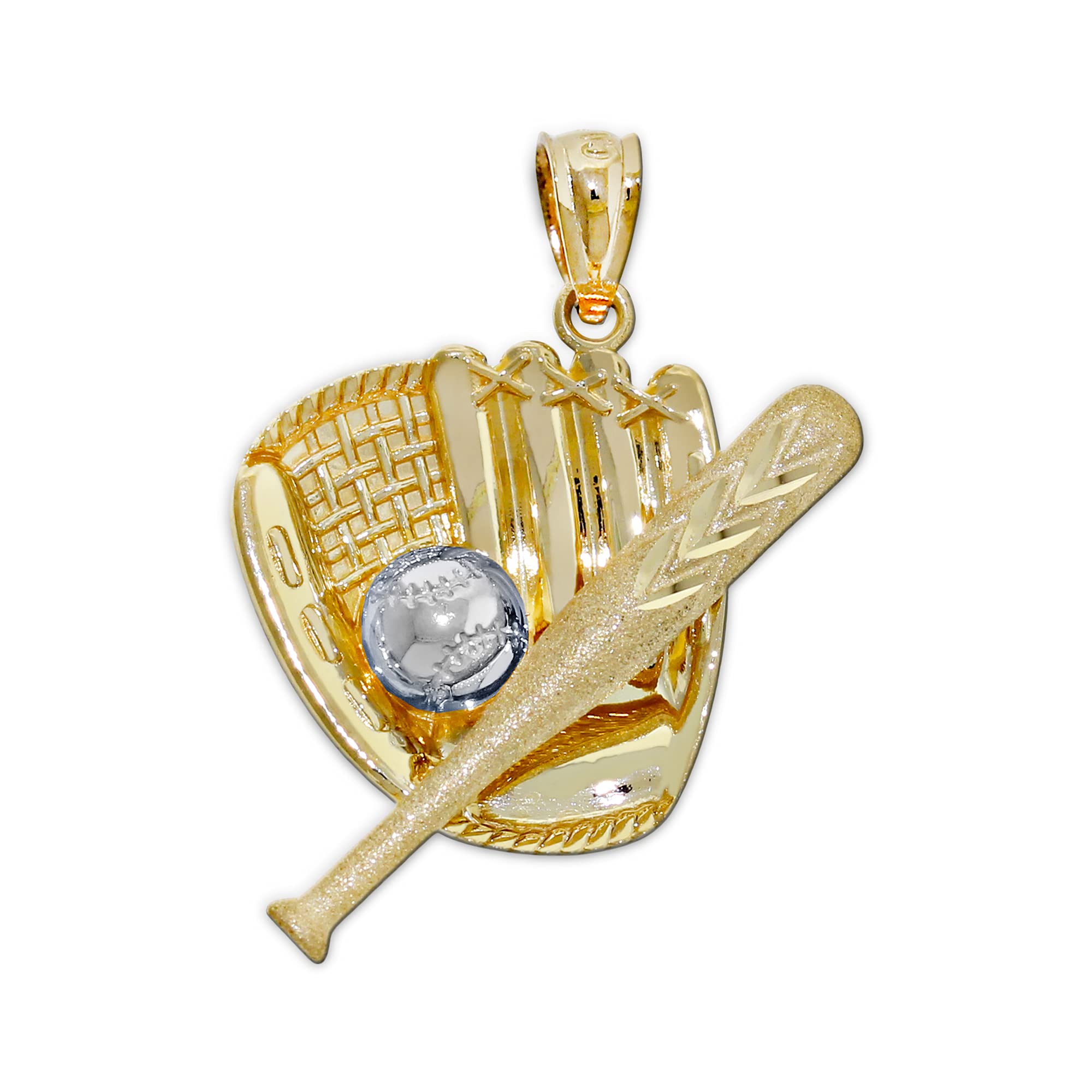 10K Solid Gold Baseball Bat & Glove Pendant Charm - Elegant Jewelry Gift for Baseball Players & Fans - Perfect for Necklaces, Bracelets & Game Day Accessories