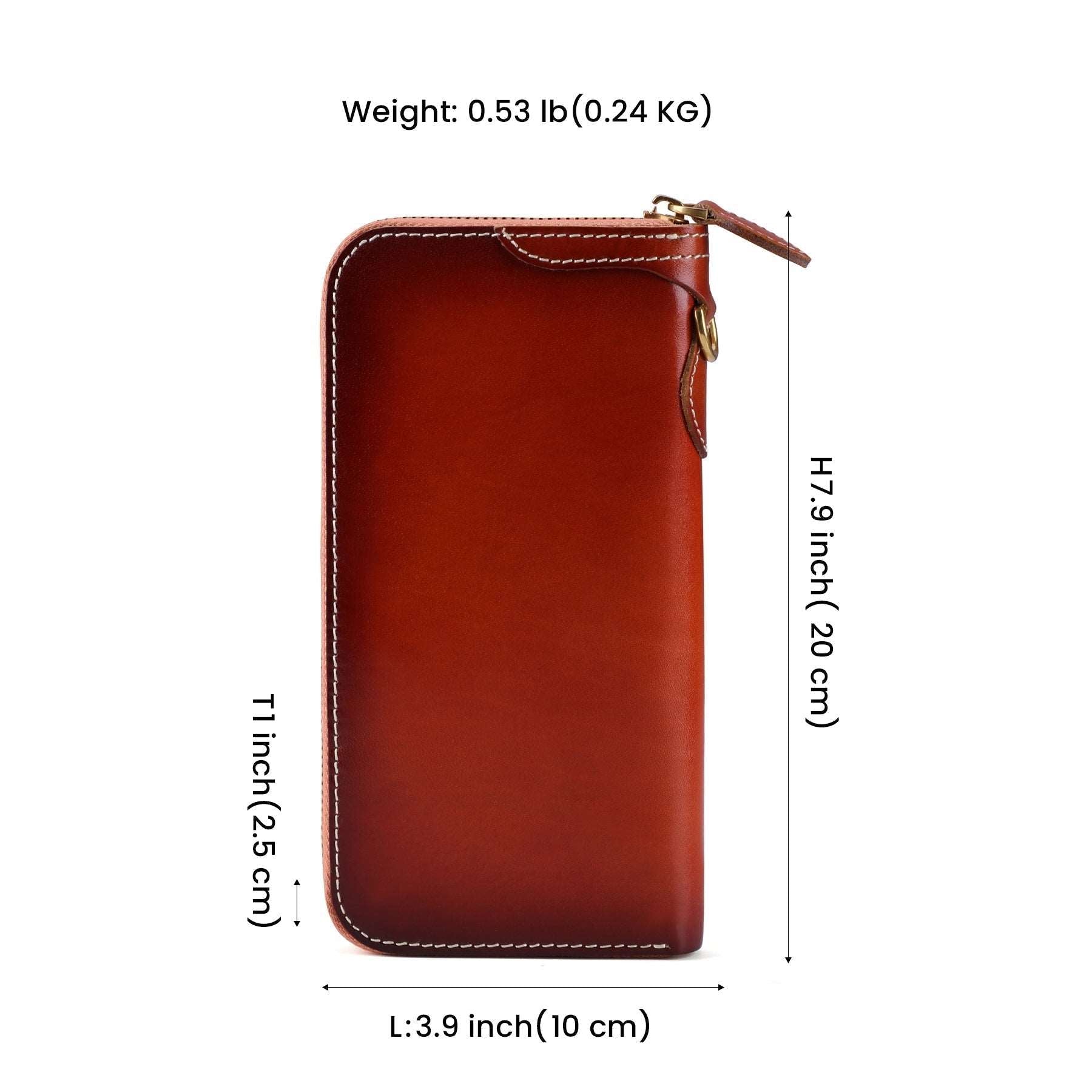 Vintage Leather Zip Wallet for Women - Stylish Retro Design with Multiple Card Slots & RFID Protection - Perfect for Everyday Use, Travel & Gift Giving