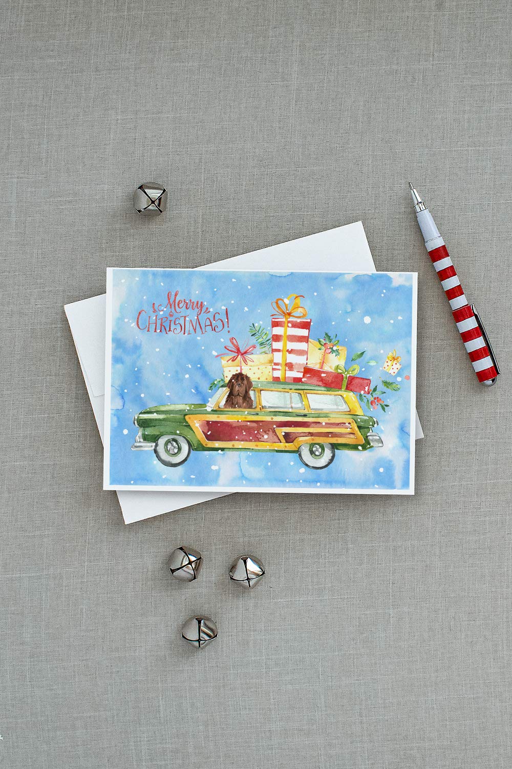 Merry Christmas Newfoundland Greeting Cards - Pack of 8 Blank A7 Size (5x7) Note Cards with Envelopes | Whimsical Holiday Stationery for Christmas Wishes, Party Invitations & Festive Correspondence